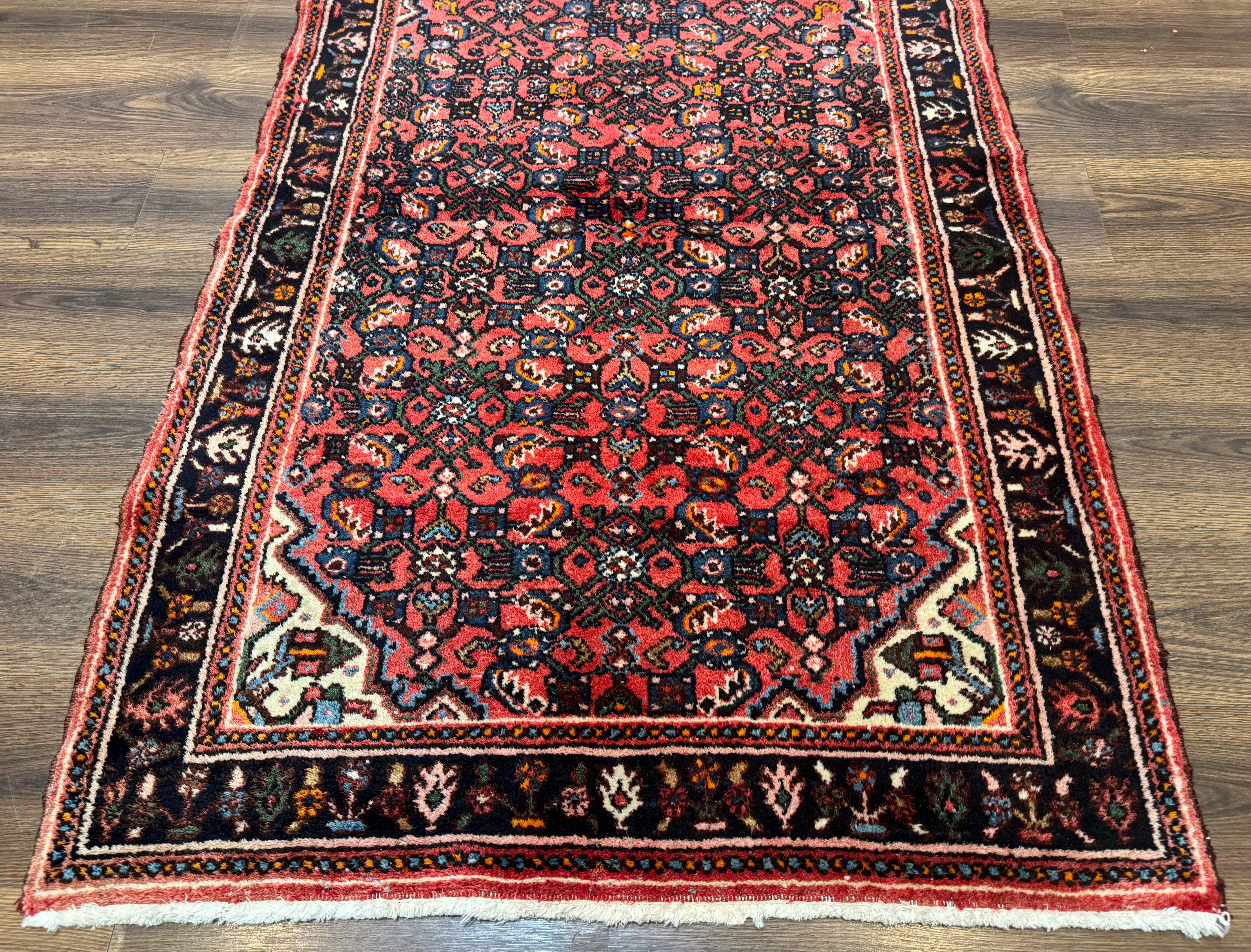 Antique Persian Hamadan Rug 4x5, Red, Allover Pattern - Jewel Rugs