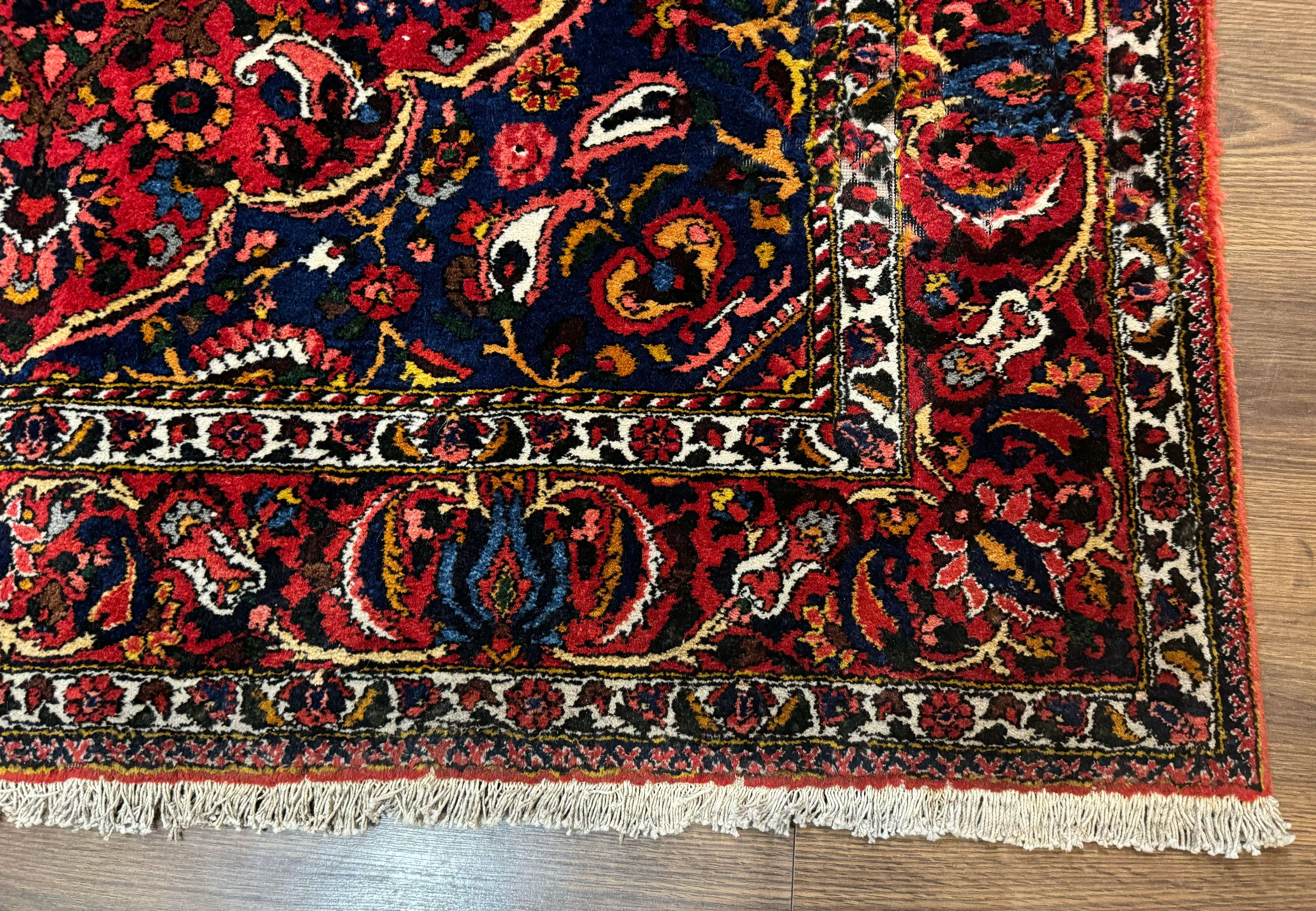 Persian Tribal Rug 5x9, Bakhtiyari Chalshotor Carpet, Medallion, Red Ivory Navy Blue - Jewel Rugs