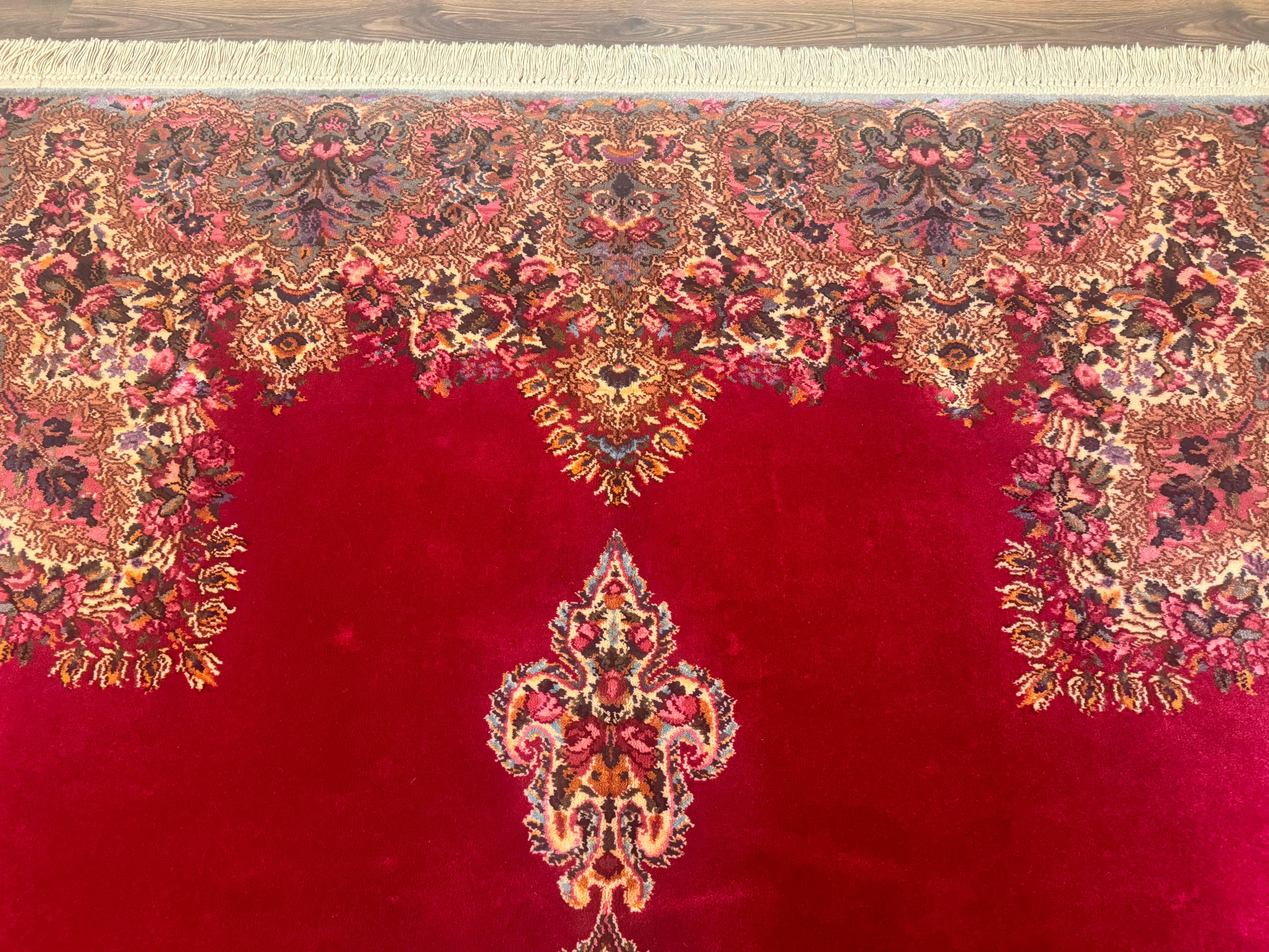 Karastan Rug 8.8 x12 Red Kirman #762, Original 700 Series, Vintage Karastan Carpet, Discontinued Karastan Rug, Karastan Wool Area Rug - Jewel Rugs