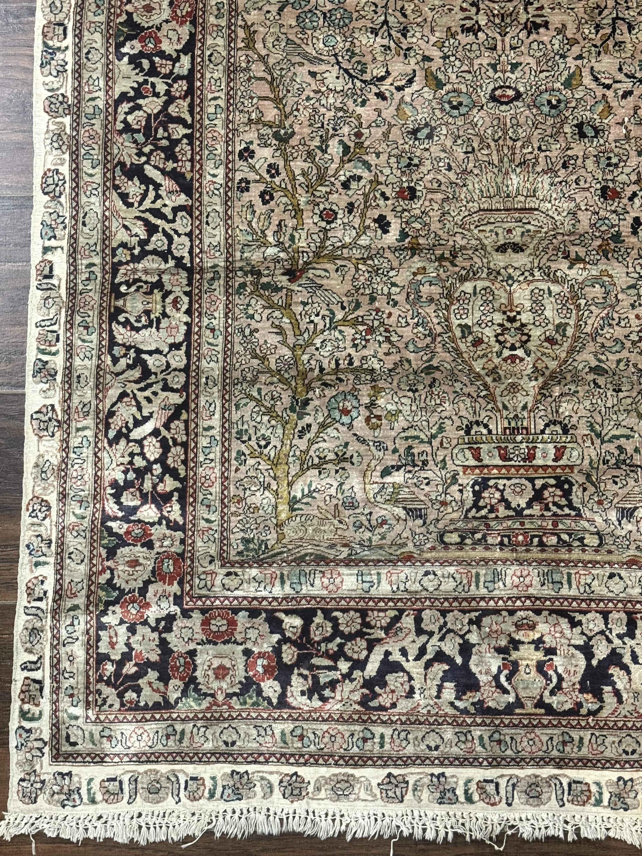 Sino Persian Silk Tree of Life Rug 3x5, Very Fine 550 KPSI, Taupe - Jewel Rugs