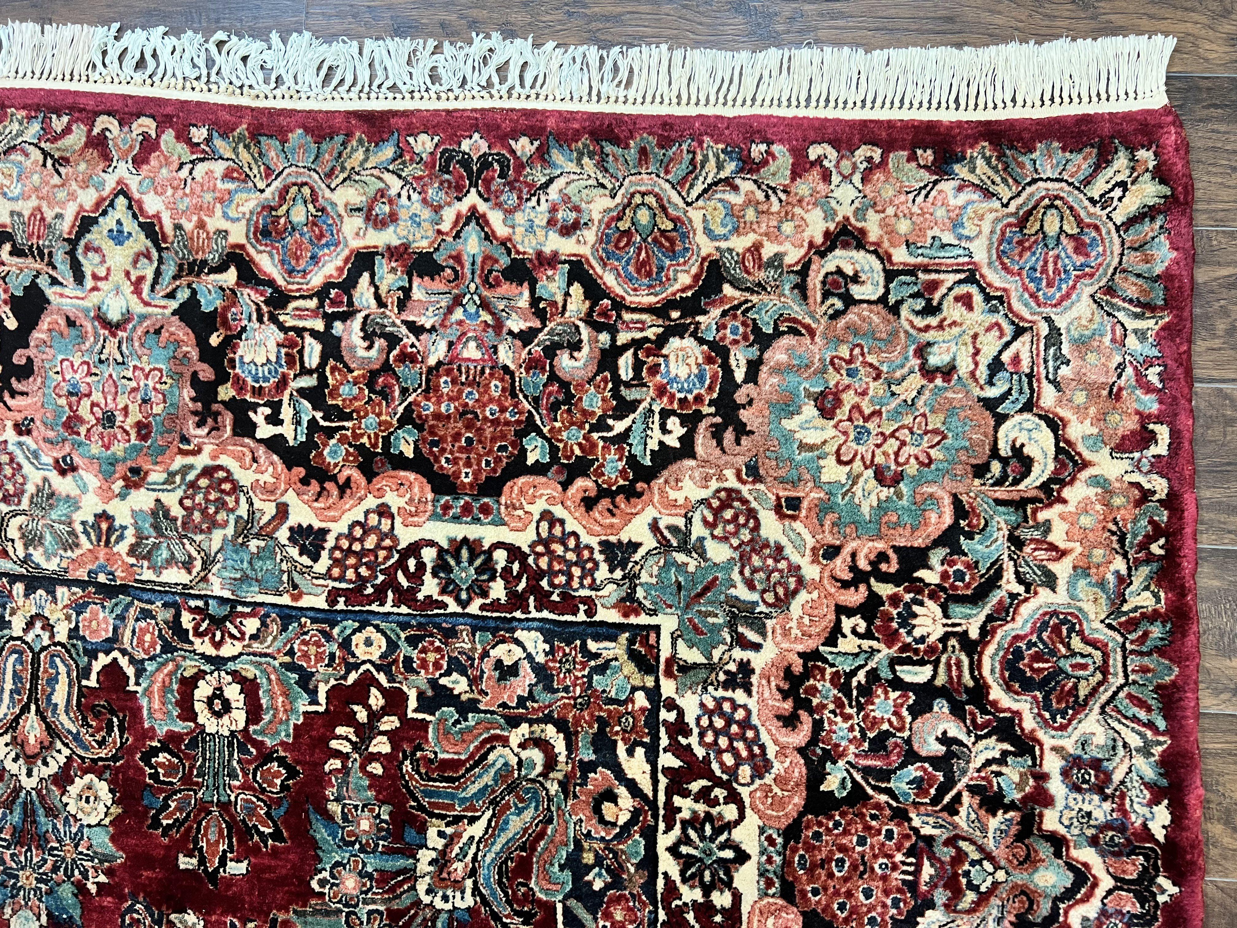 Persian Sarouk Rug 12x17, Wool Hand Knotted Antique Carpet, Dark Red, Traditional Floral Oriental Rug, 12 x 17 Extra Large Handmade Rug - Jewel Rugs