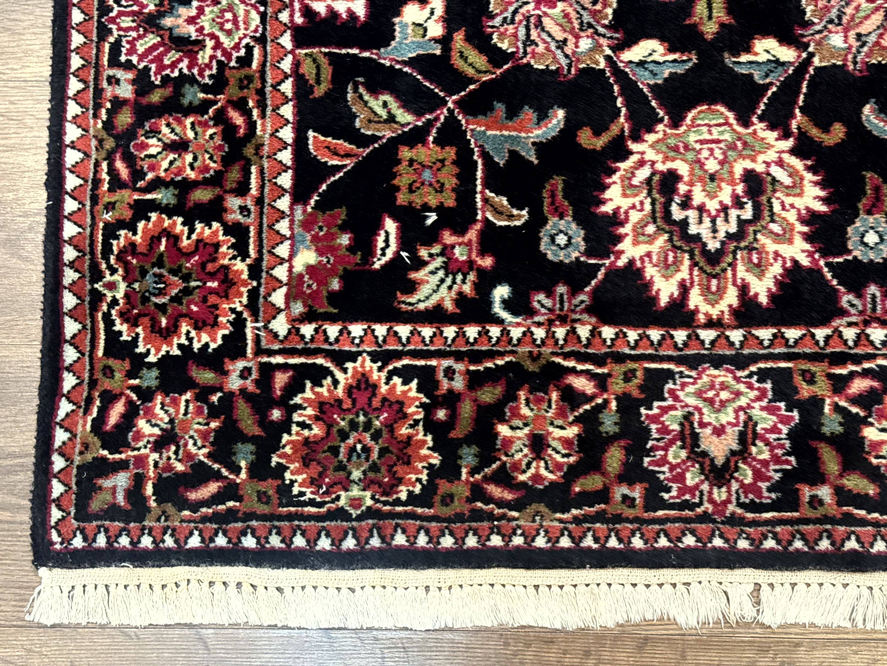 Indo Persian Sarouk Rug 3x5, Black Traditional Oriental Carpet - Jewel Rugs