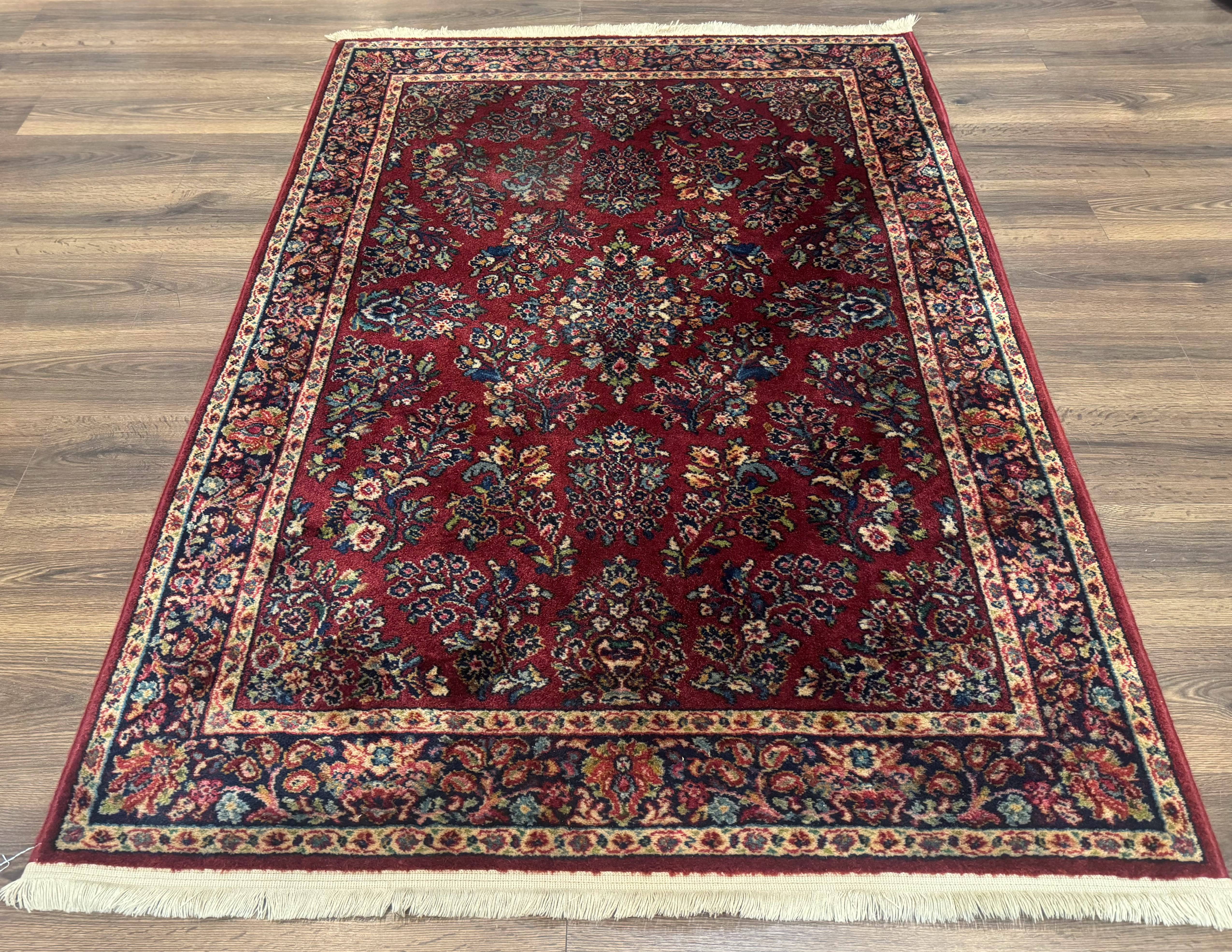 Karastan Rug 4x6 Red Sarouk #785, Wool Pile Original 700 Series, Vintage Discontinued - Jewel Rugs