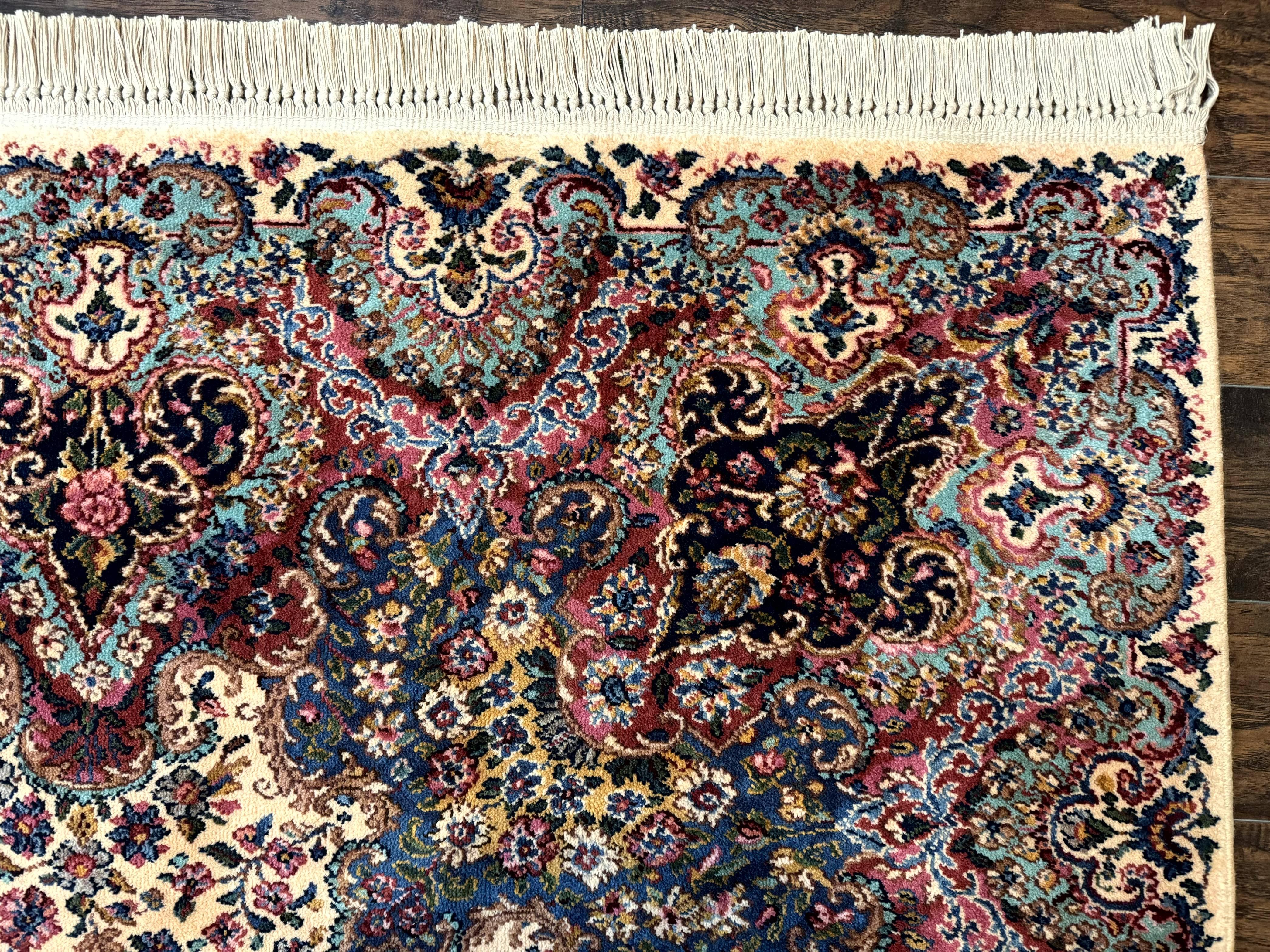 Karastan Ivory Kirman Rug 8.8 x 10.6, Karastan Floral Kirman #759, Wool Karastan Carpet #742, Vintage Original Karastan Rug Rare - Jewel Rugs