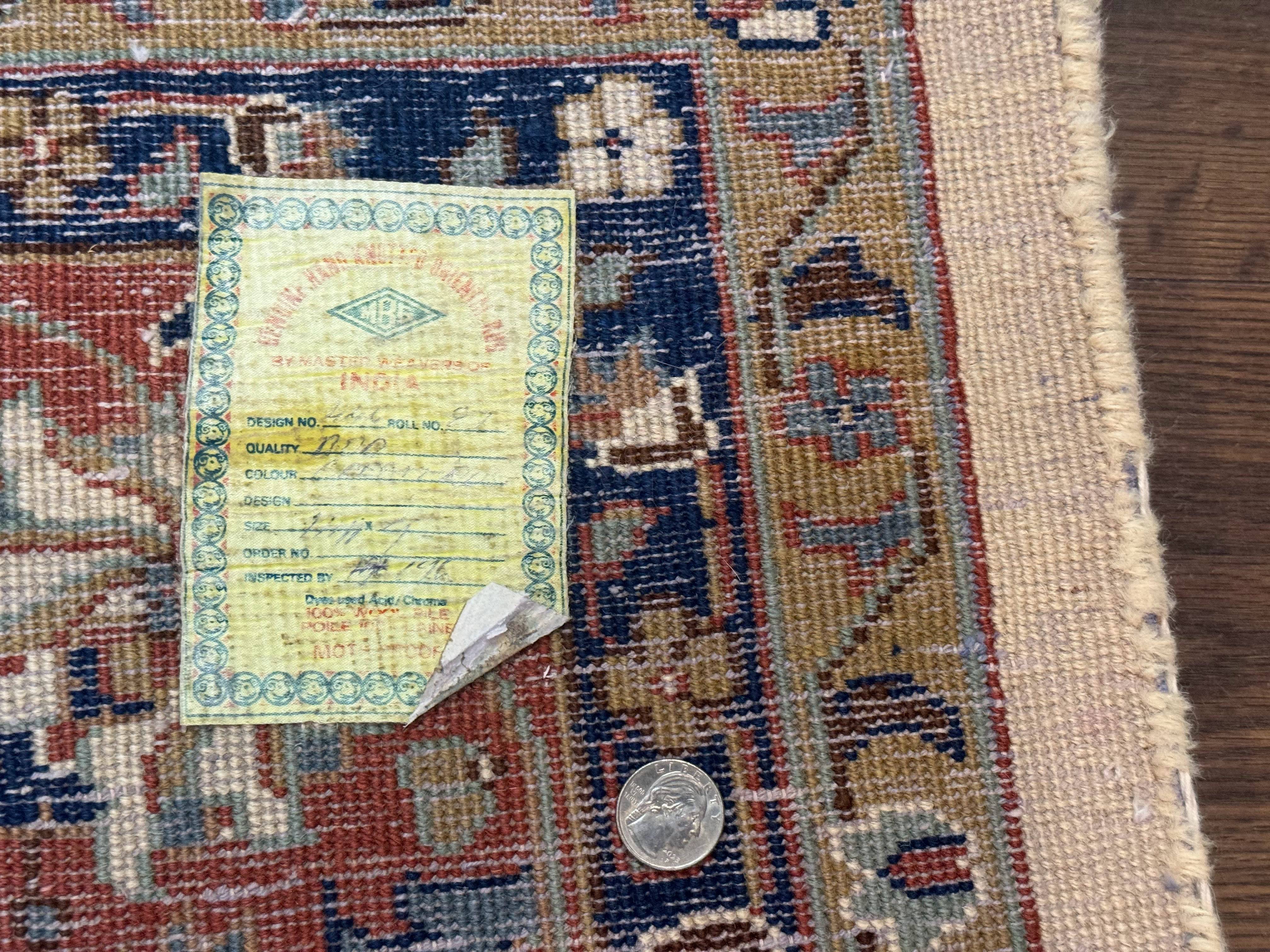 Indo Persian Rug 9x12, Ivory and Red, Traditional Wool Oriental Carpet - Jewel Rugs