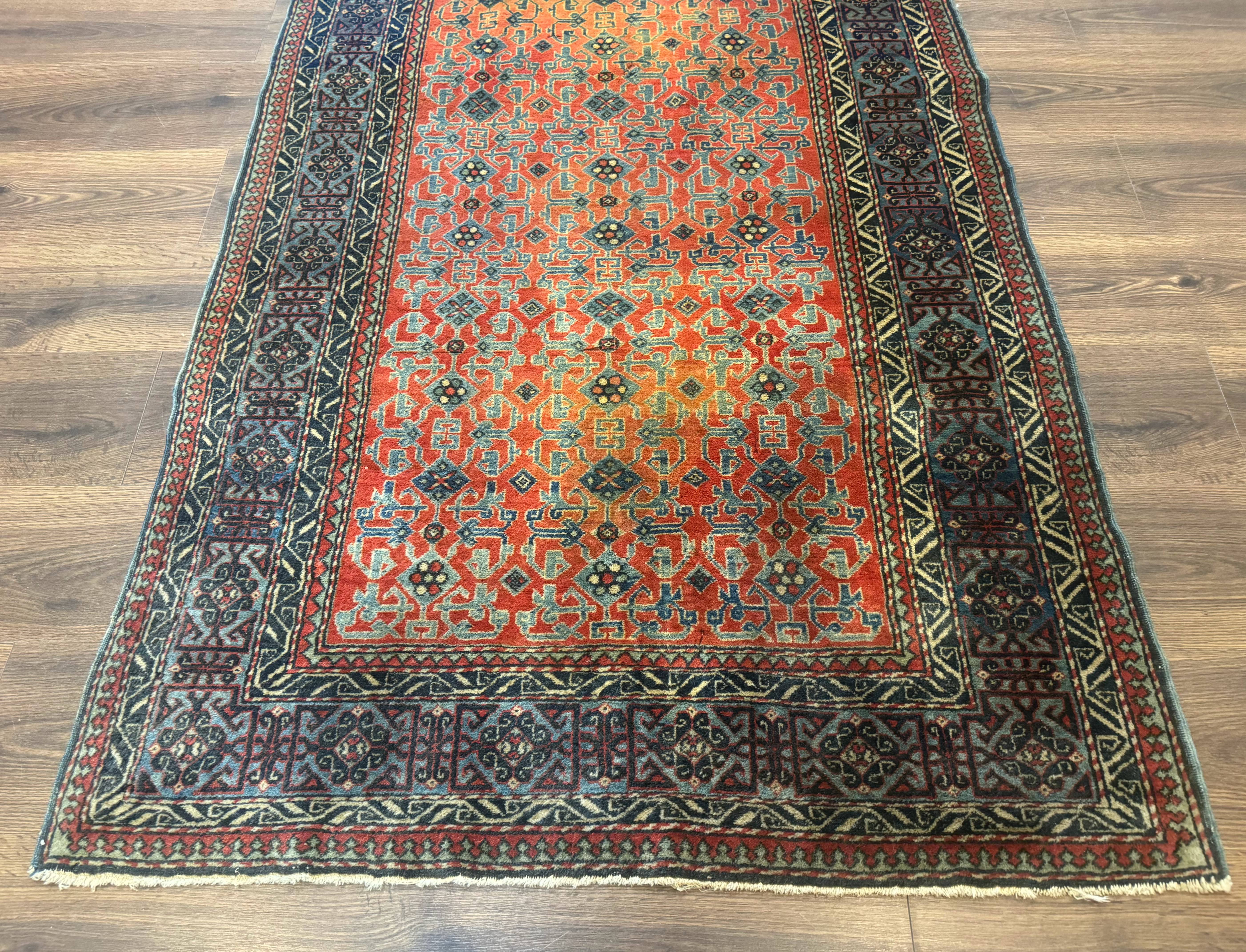 Caucasian Rug 4x6, Allover Pattern, Tomato Red - Jewel Rugs