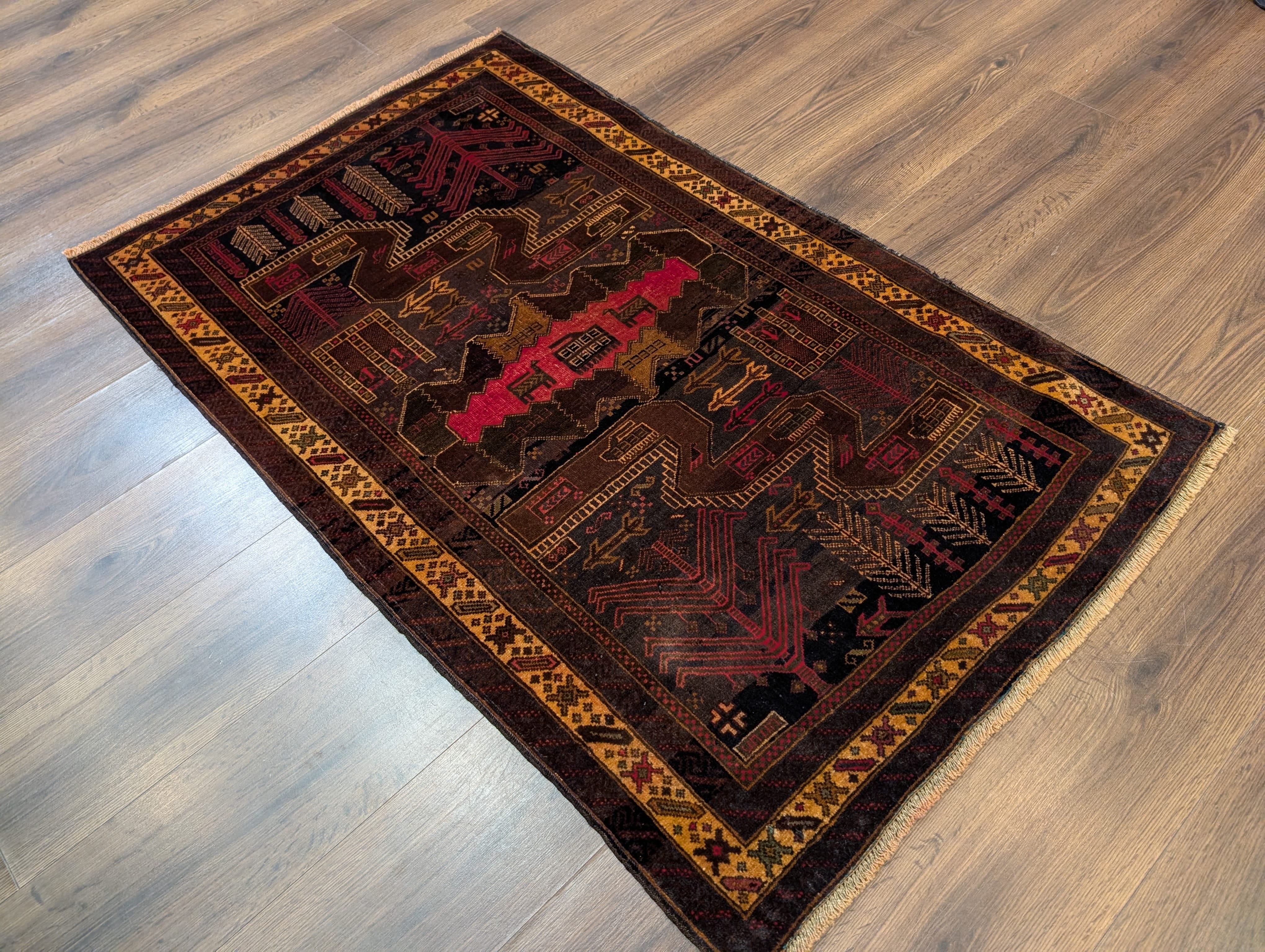 Afghan War Rug 3x5, Tanks, New, Baluchi Rug, Handmade - Jewel Rugs