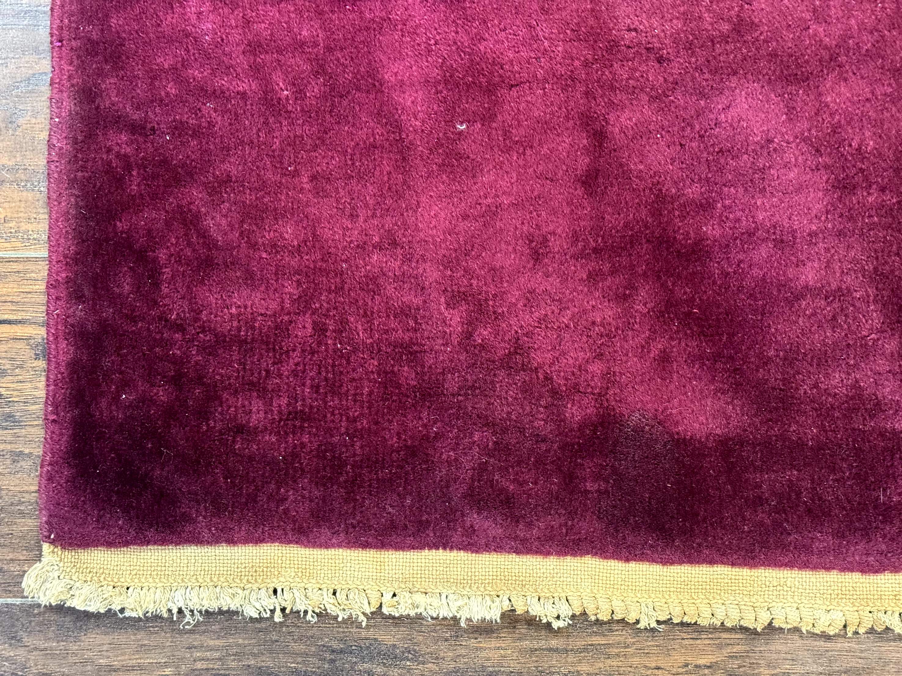 Chinese Nichols Rug 3x5 – Art Deco Carpet, Dark Magenta, Hand-Knotted Wool Vintage Asian Carpet - Jewel Rugs