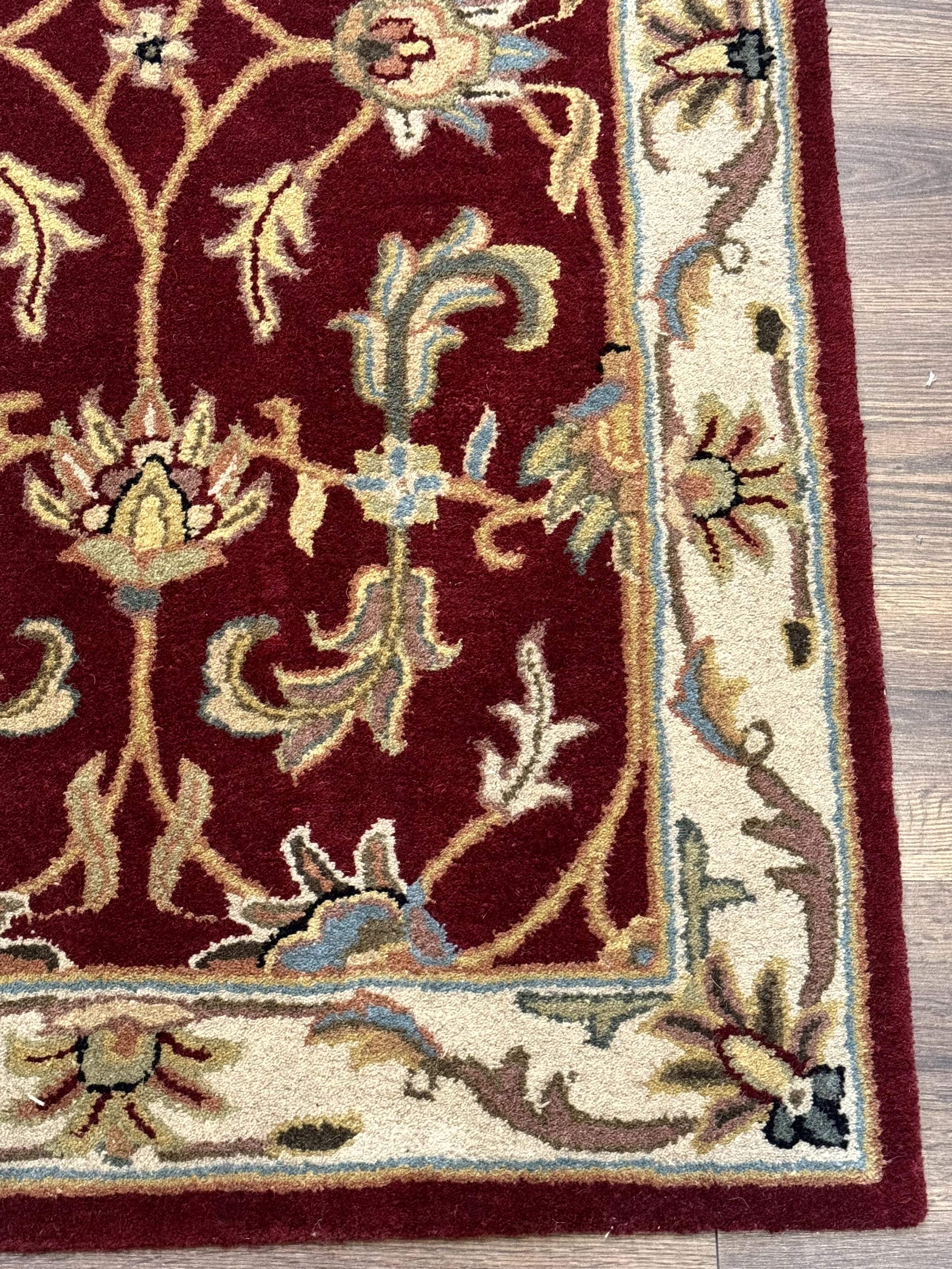 Small Floral Wool Rug 3x5, Safavieh Heritage Collection, Dark Red, Pair B - Jewel Rugs