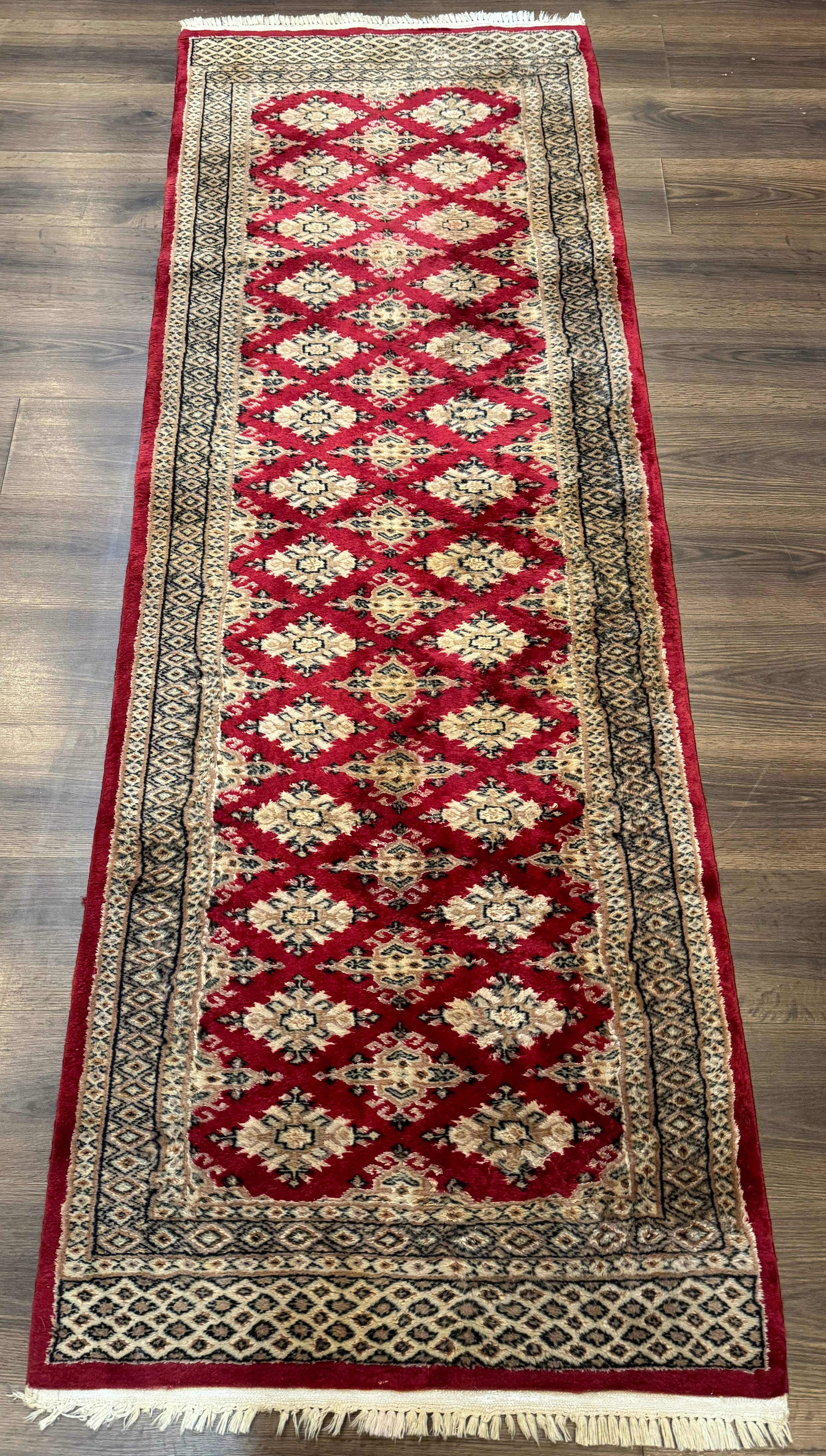 Pakistani Runner Rug 2.8 x 7.6, Red Turkoman Bokhara Runner - Jewel Rugs