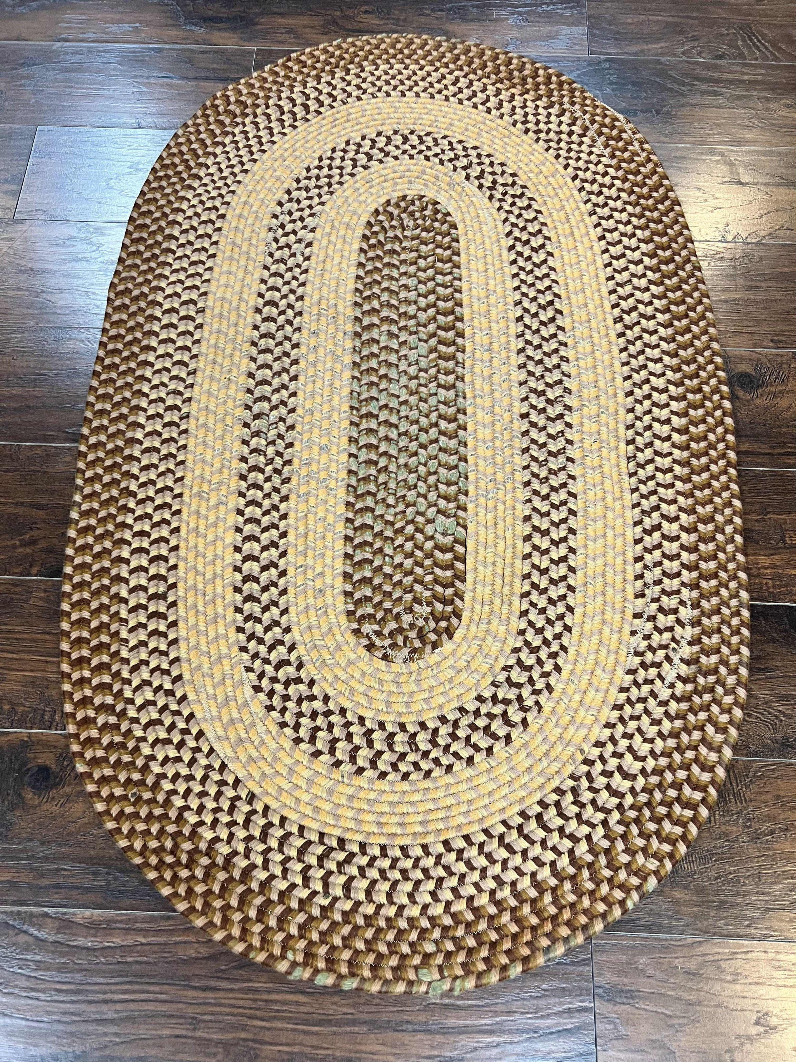 Oval Braided Rug 3x5, Multicolor Oval Rug, Wool Braided Rug, Hand Woven, Vintage Wool Handmade Braided Rug, Small American Braided Rug - Jewel Rugs