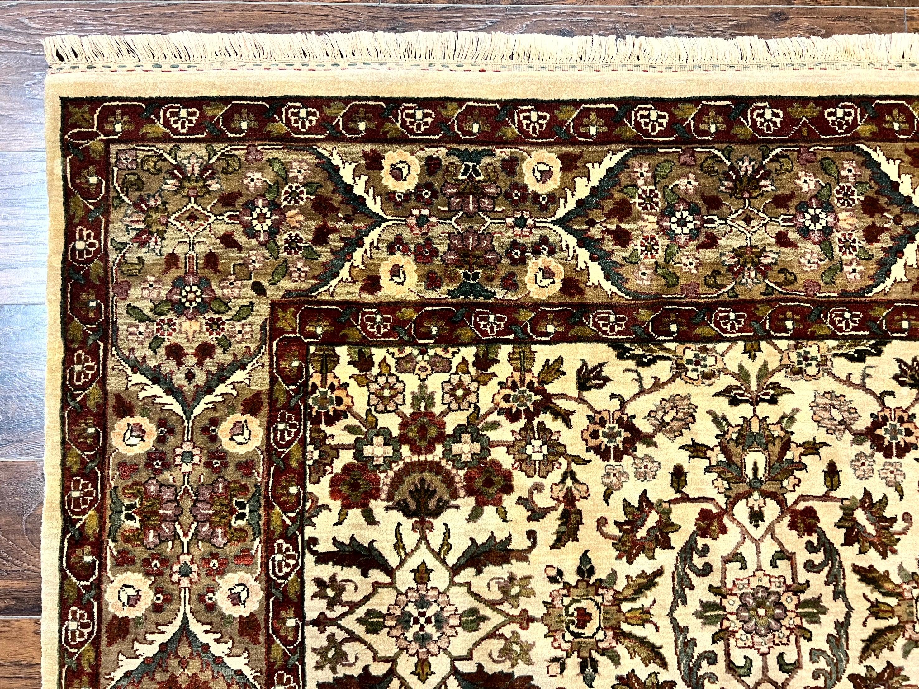 Indo Persian Rug 6x9, Indian Agra Rug, Vintage Handmade Wool Carpet, Beige, Traditional, Pande Cameron - Jewel Rugs