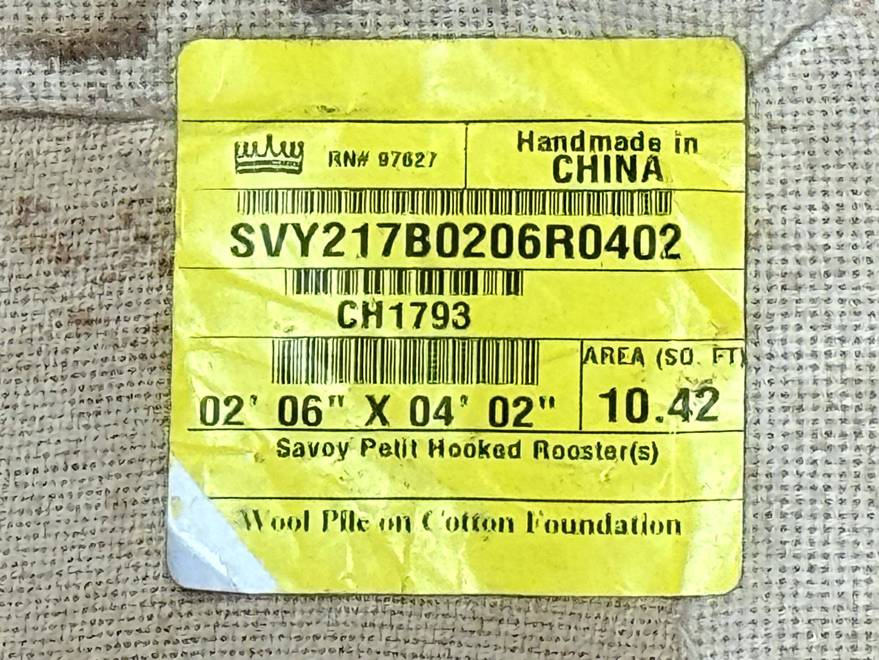 Small Vintage Hooked Rug, Roosters, Handmade, Wool - Jewel Rugs