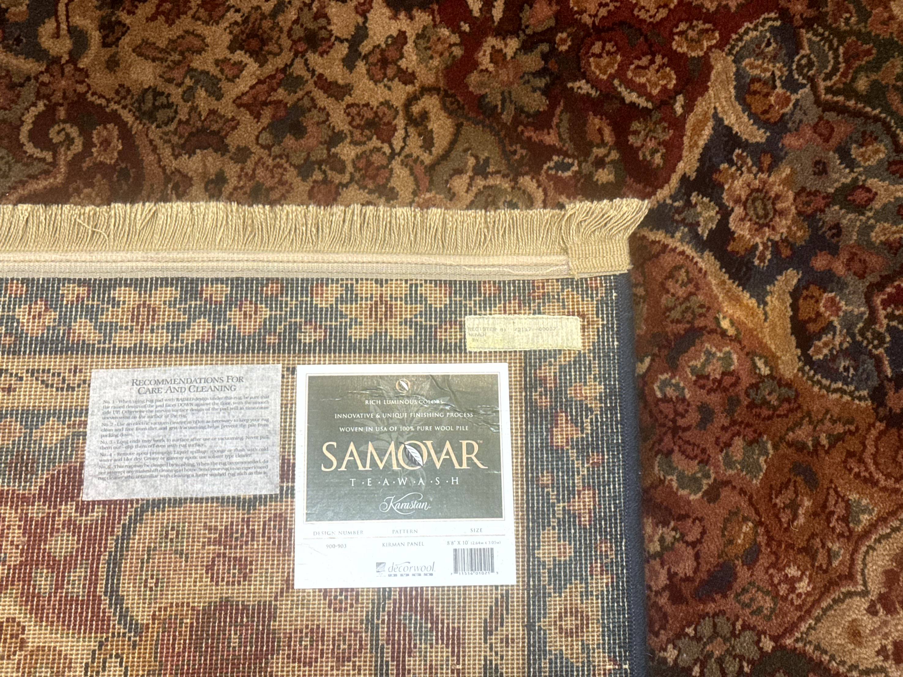 Karastan Rug 8.8 x 10, Samovar Teawash Kirman Panel #900-902, Wool Pile Vintage, Rare - Jewel Rugs