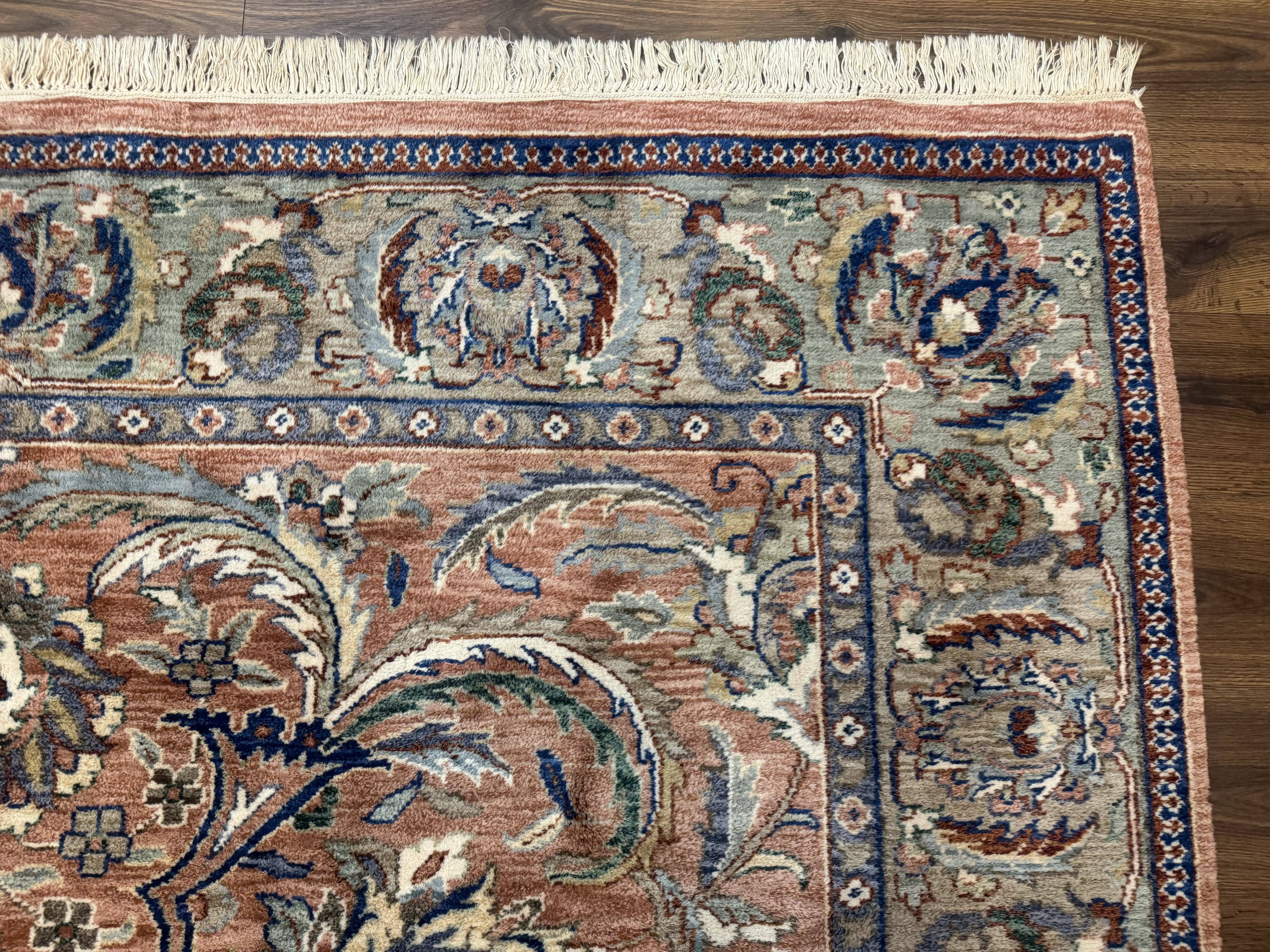 Indo Persian Mahal Rug 8x10, Traditional Wool Oriental Carpet, Pink - Jewel Rugs