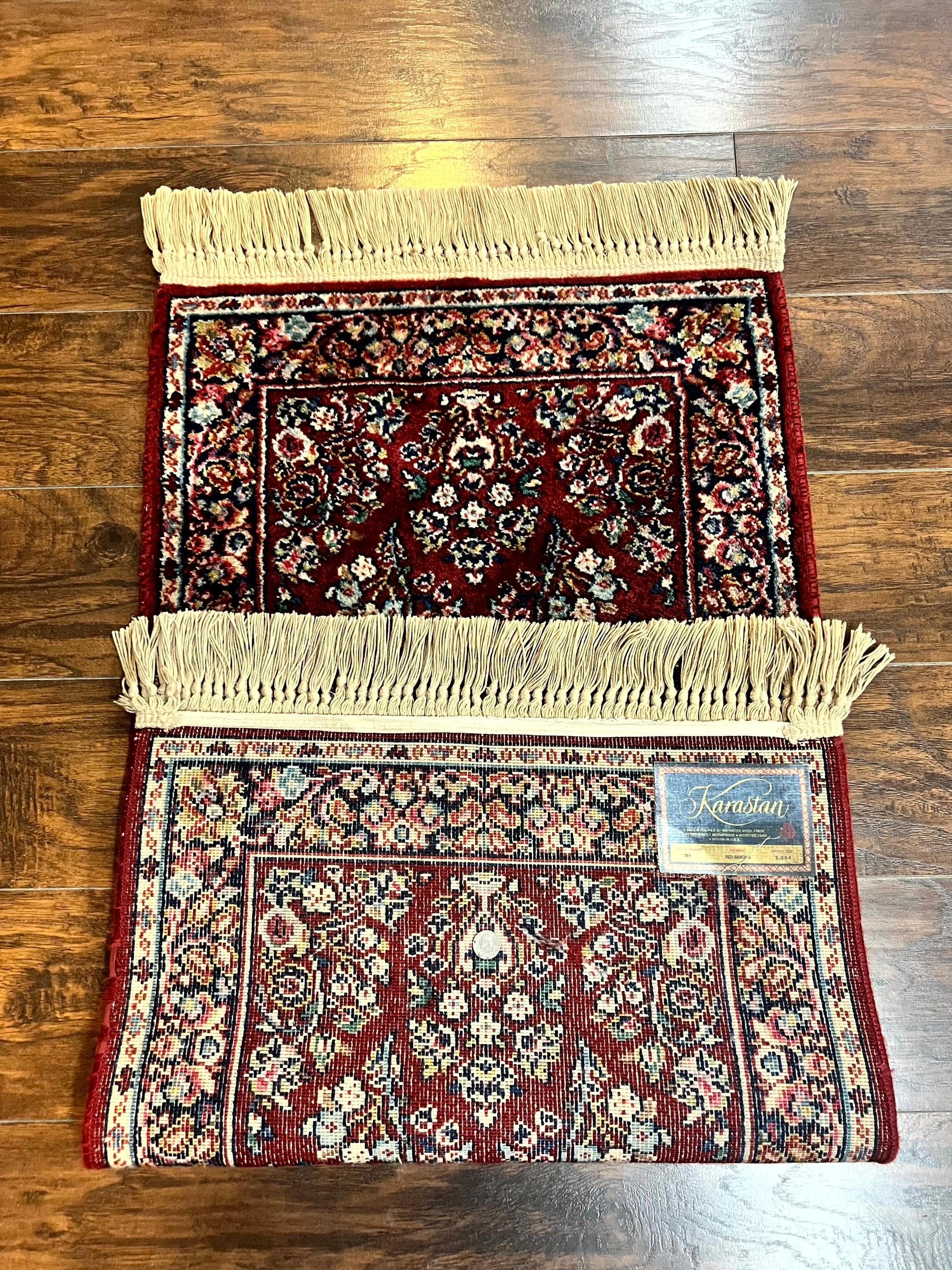Small Karastan Rug 2x4 Red Sarouk #785, Karastan Wool Pile Rug, Original 700 Series, Discontinued Vintage Karastan Carpet - Jewel Rugs