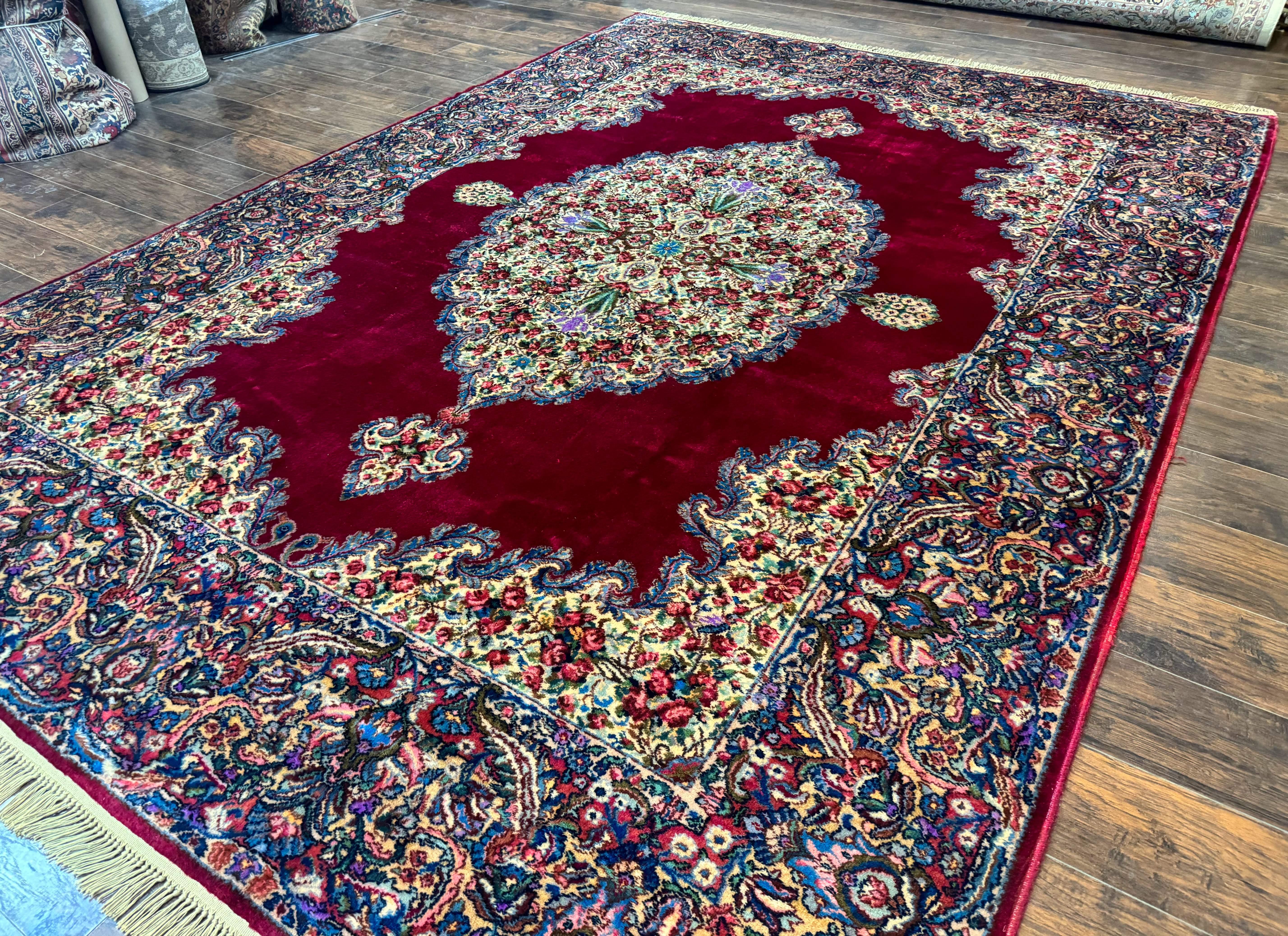 Karastan Rug 8.8 x 12 - Red Floral Kirman - Wool Pile Carpet - Jewel Rugs