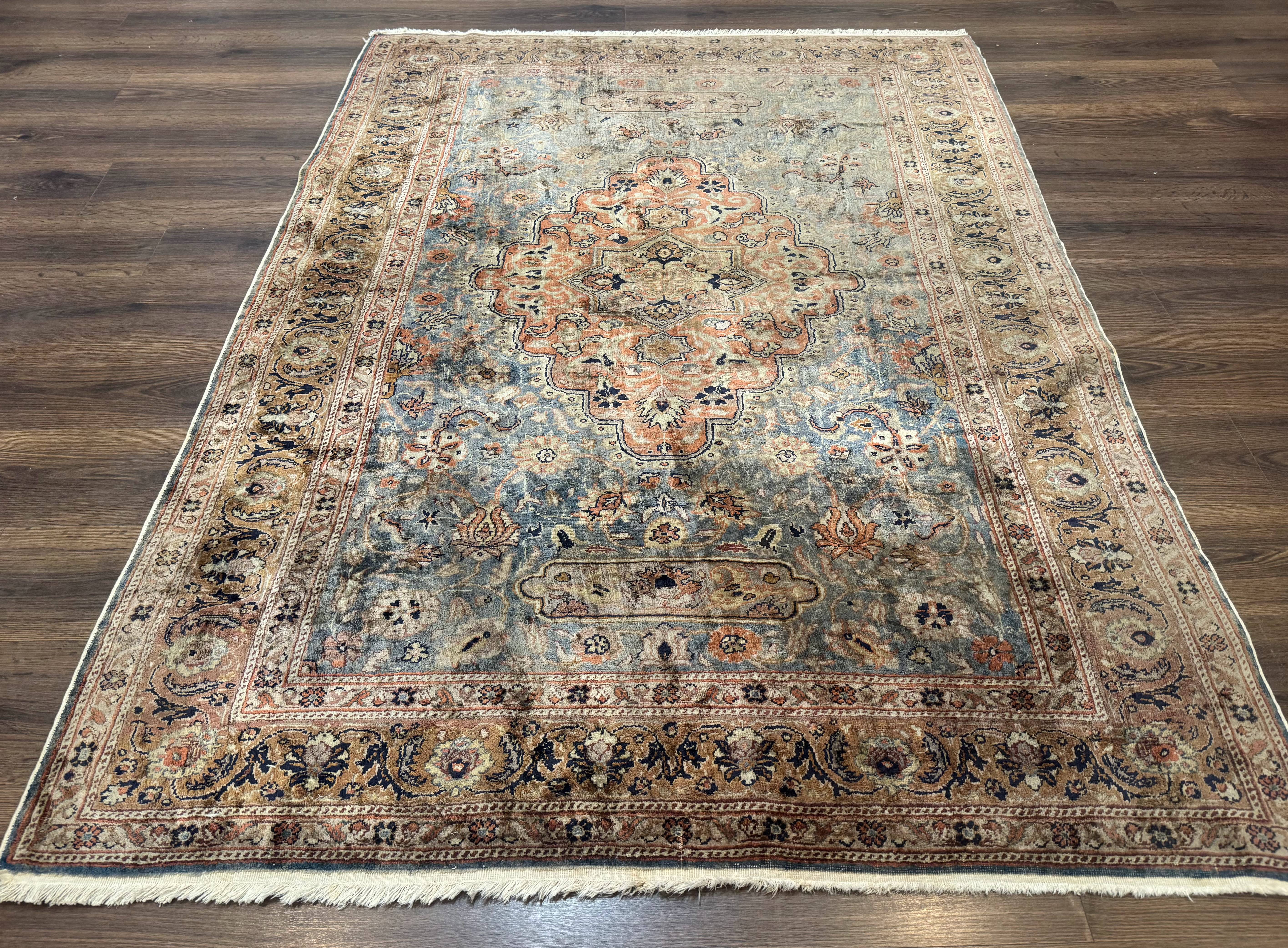 Silk Turkish Kayseri Rug 5x7, Light Blue - Jewel Rugs