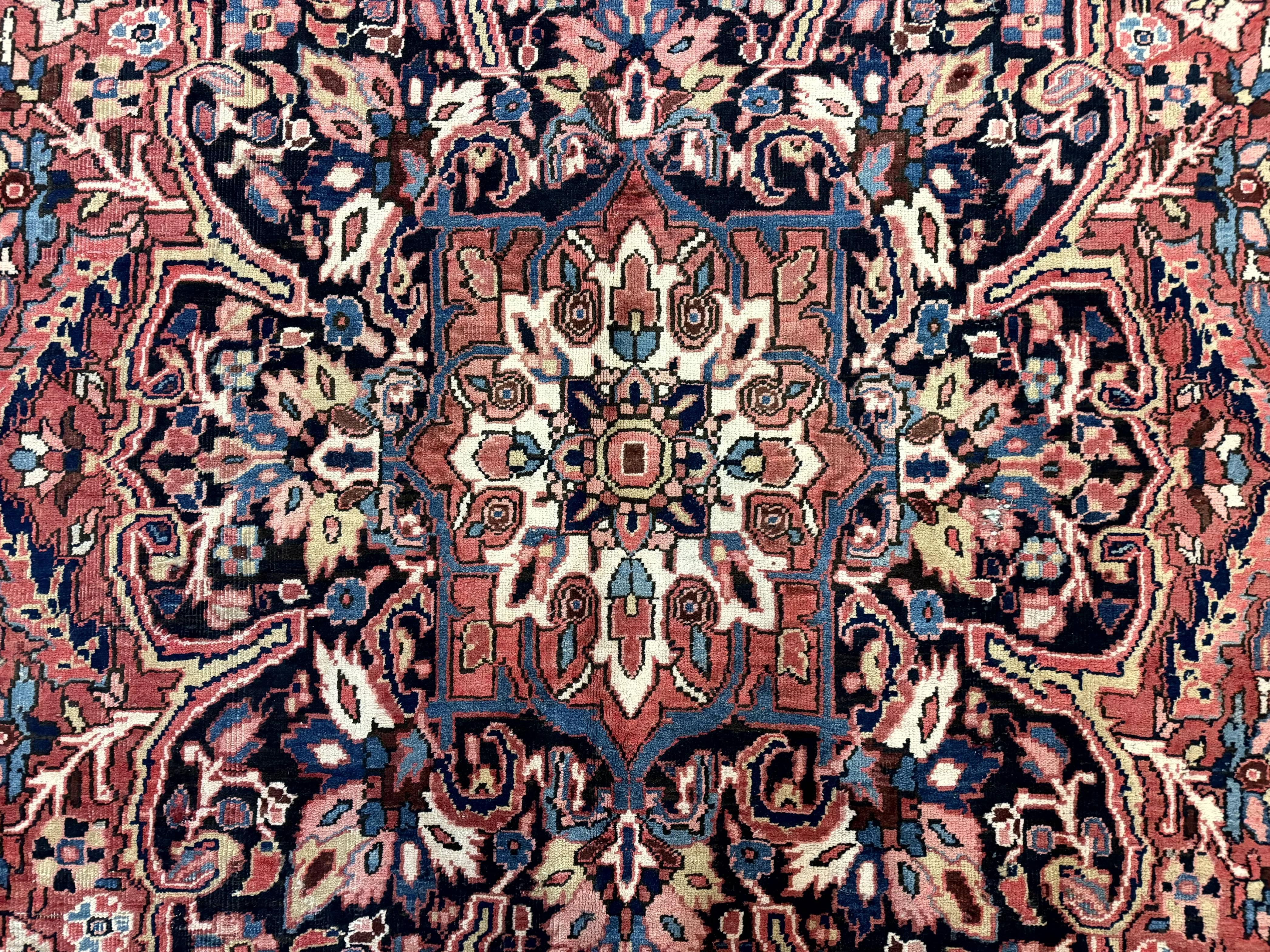 Persian Heriz Rug 10x13, Antique Wool Carpet, Geometric, Ahar Rug - Jewel Rugs