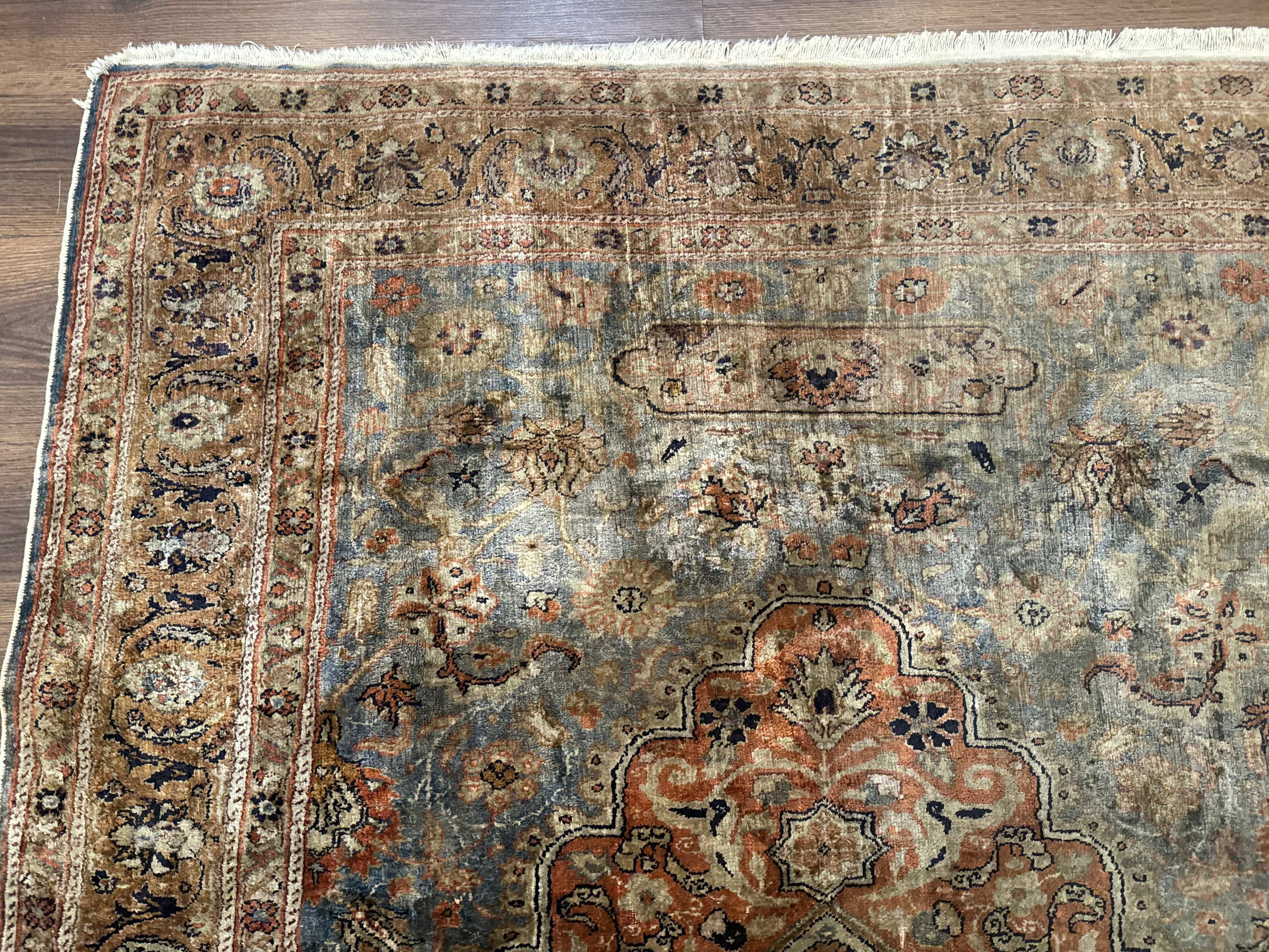 Silk Turkish Kayseri Rug 5x7, Light Blue - Jewel Rugs