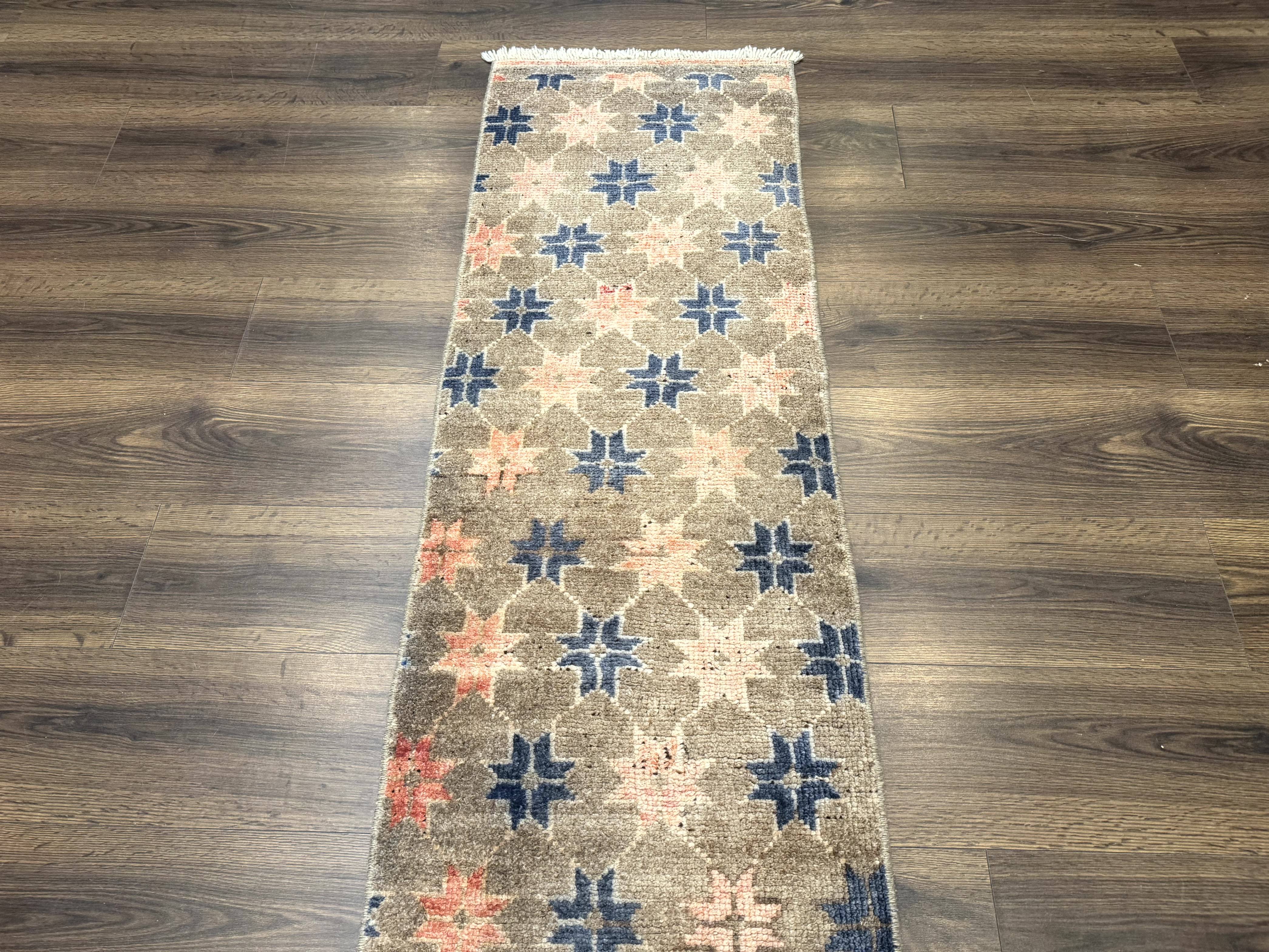 Tibetan Runner Rug, Short Skinny Runner, Star Design, 1.9 x 6.8 Rug for Hallway - Jewel Rugs
