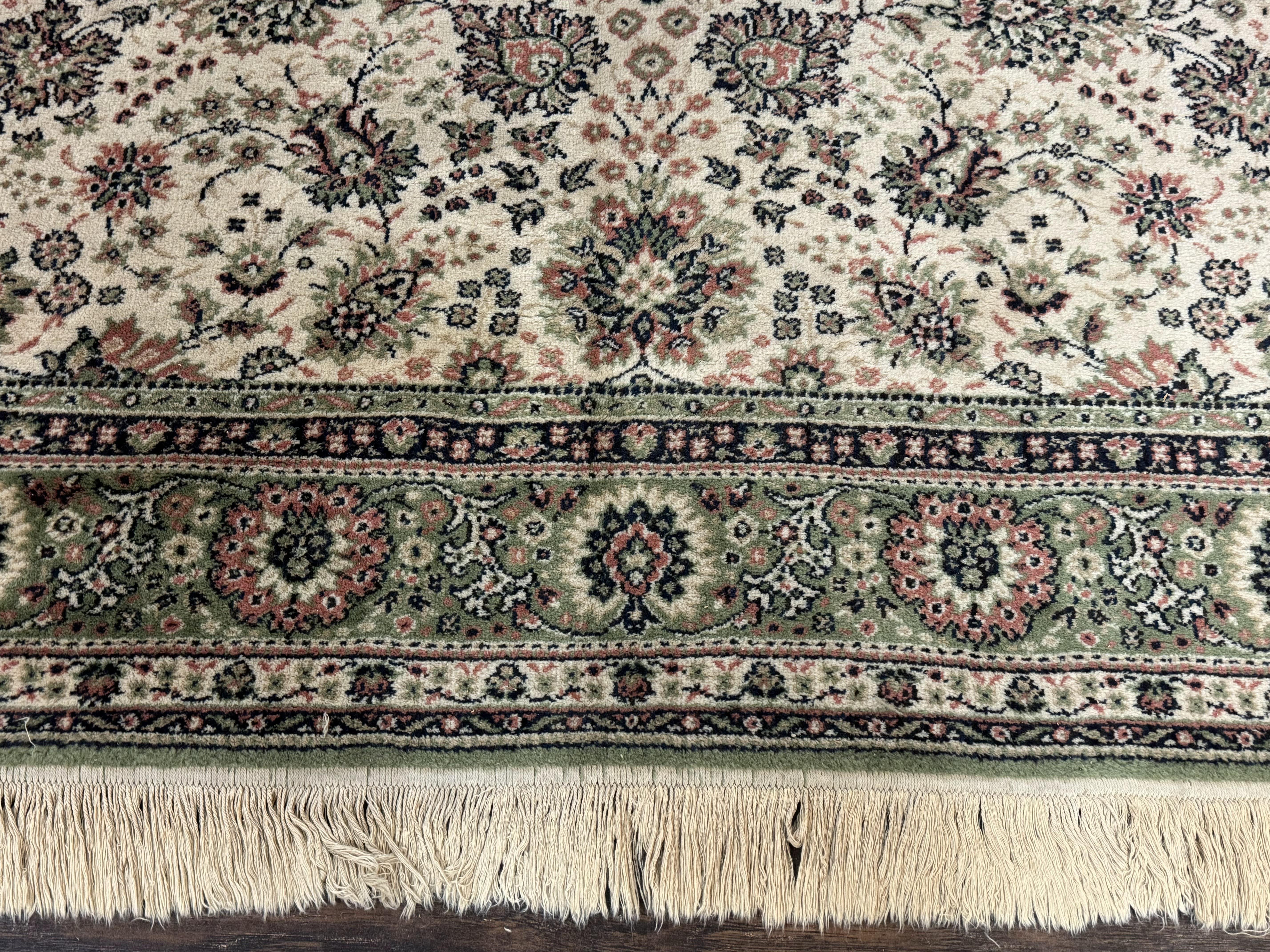 Couristan Rug 6x8, Vintage Belgium Power-Loomed Wool Oriental Carpet, Beige and Green, Allover Floral Area Rug - Jewel Rugs
