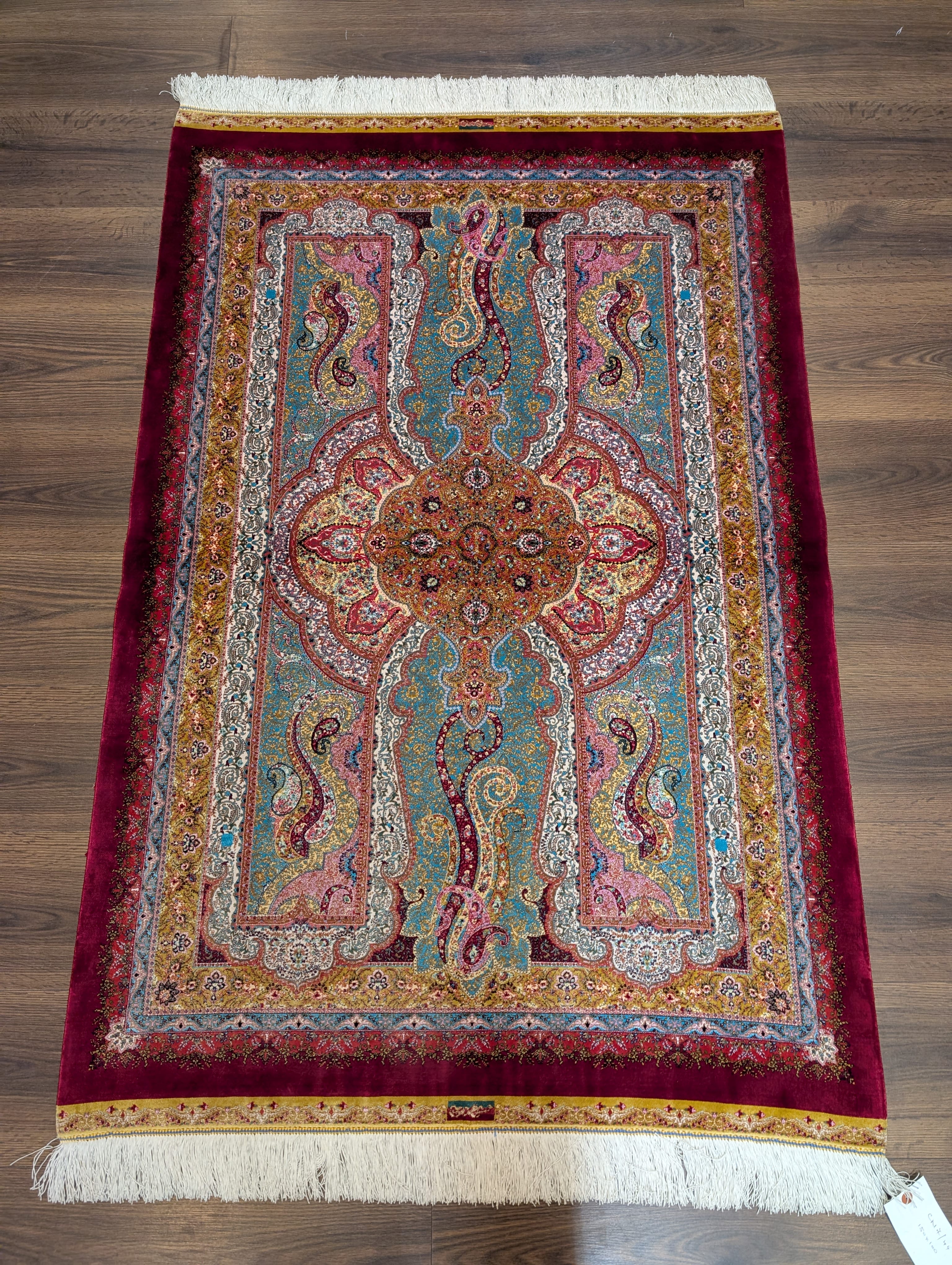 Silk Rug 3x5, Turkish, Multicolor, Fine, Bamboo Silk, New - Jewel Rugs