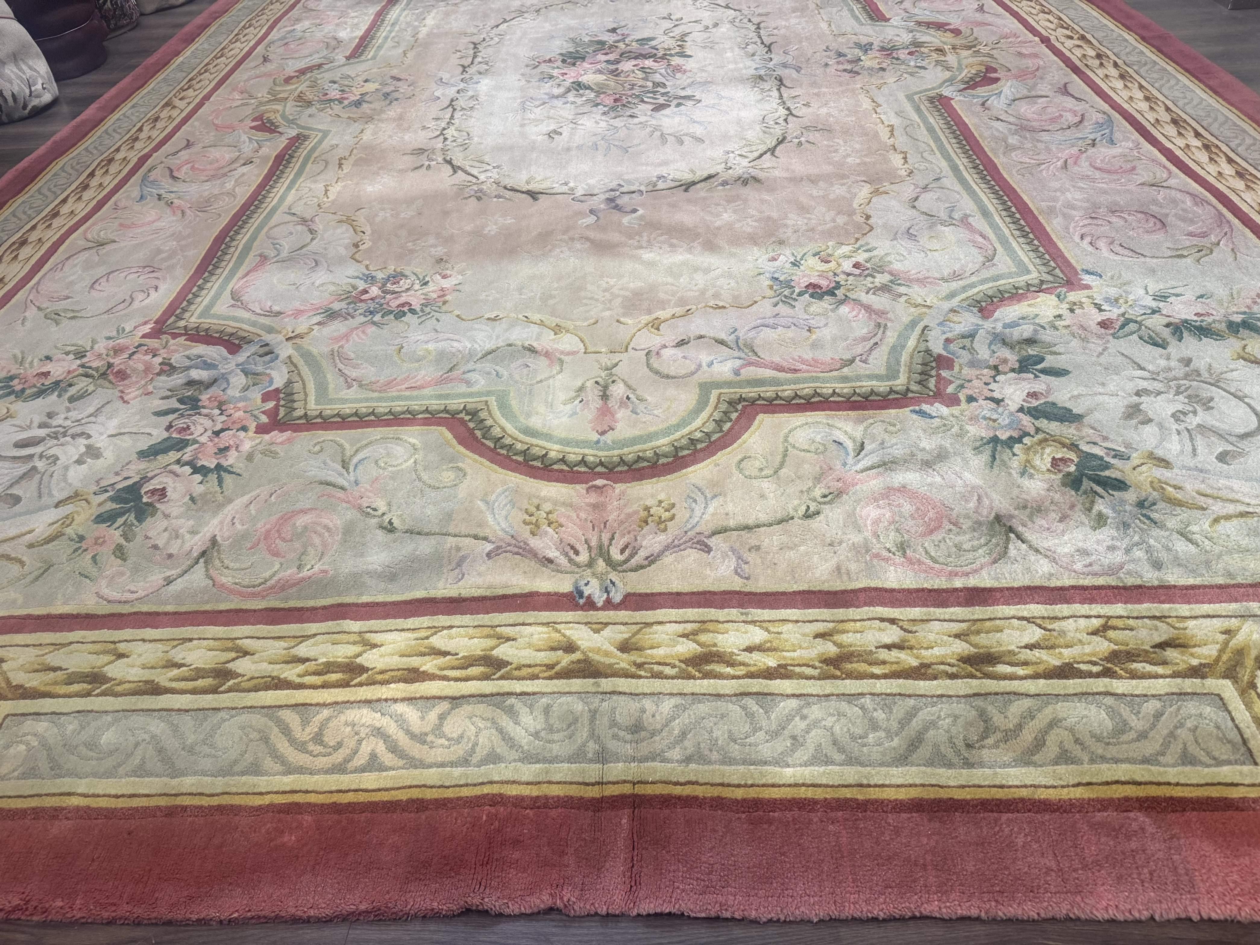 Palace Size Aubusson Rug 13 x 20 ft - Oversized Wool Carpet - Jewel Rugs