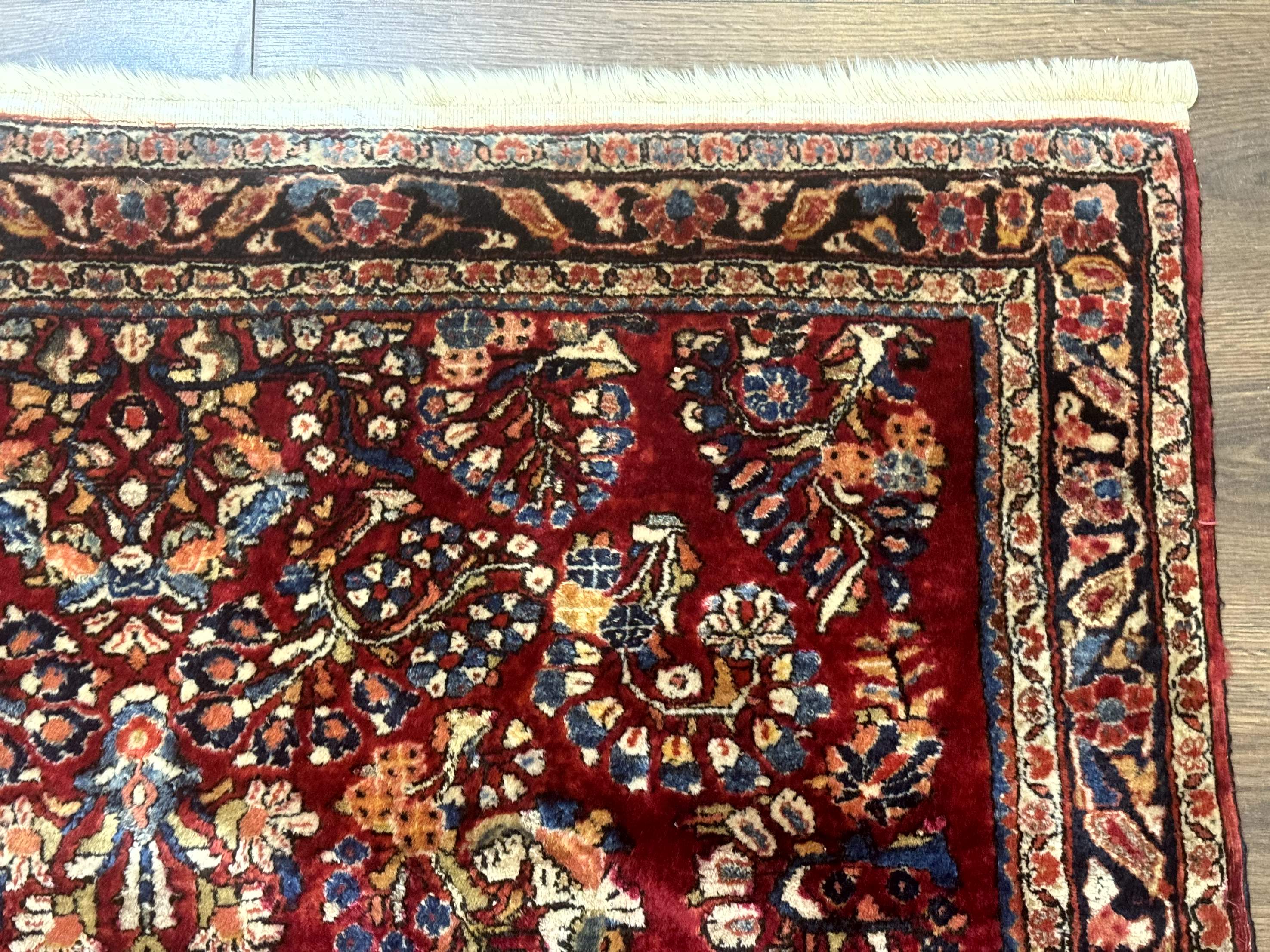 Antique Persian Sarouk Rug 4x6, Floral, Red, Wool Hand Knotted Fine 225 KPSI - Jewel Rugs