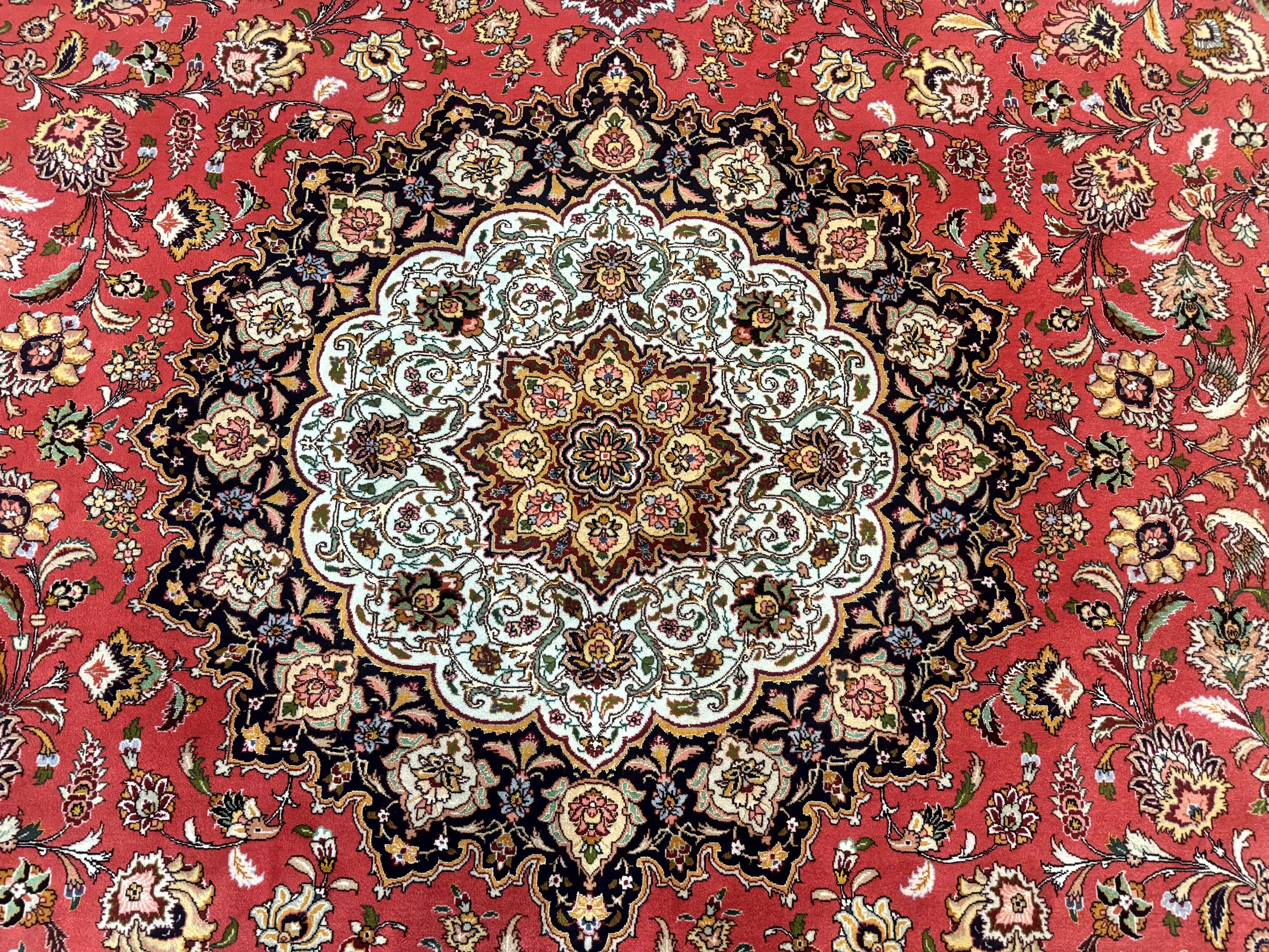 Persian Tabriz Rug 10x13 – Floral Medallion & Birds, Wool & Silk, 330 KPSI - Jewel Rugs