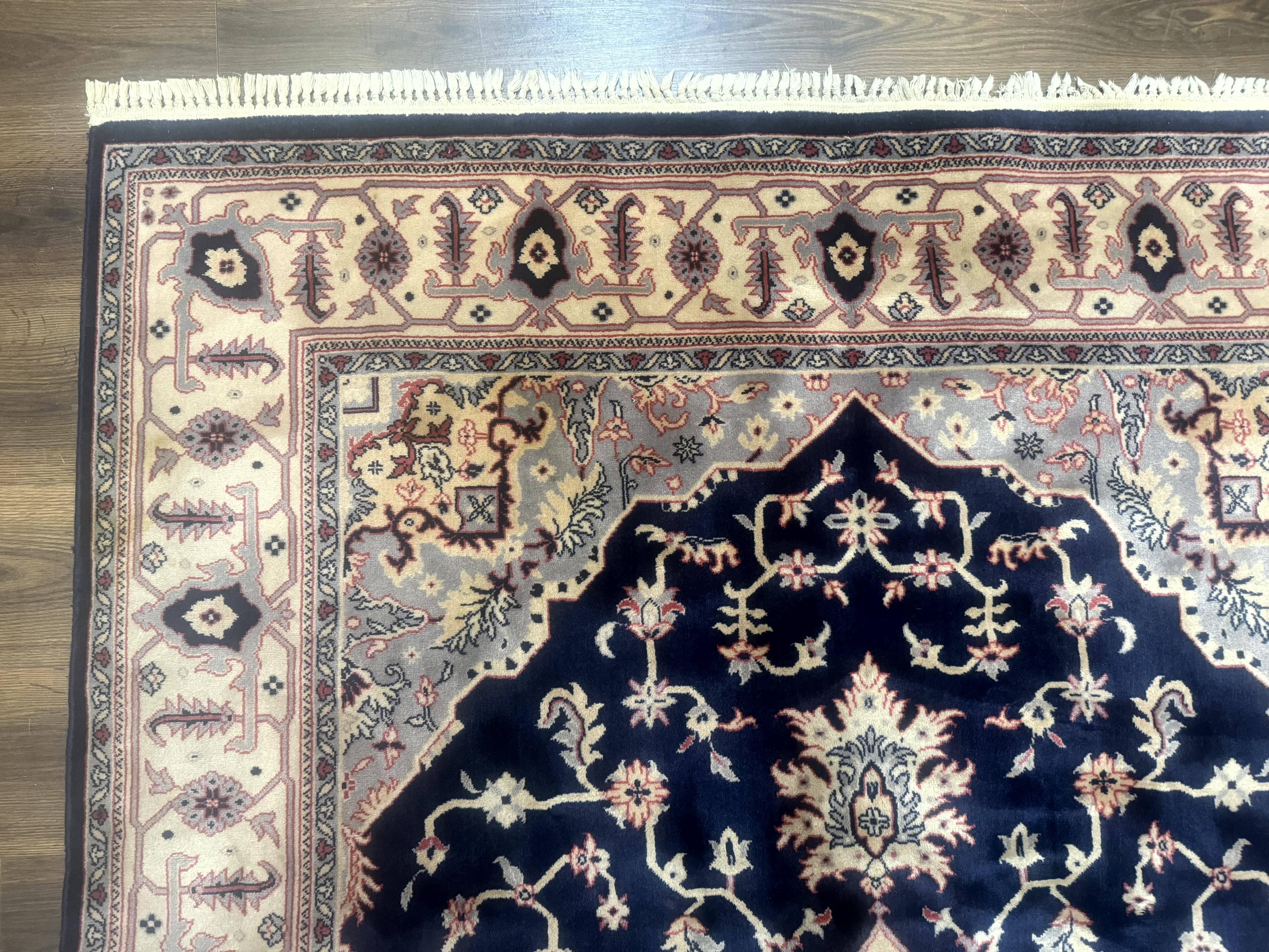 Karastan Rug Navy Serapi, Kara Shah Rug, Navy Blue, 5.6 x 8.6, Vintage Karastan Area Rug, Wool Pile Karastan Rug - Jewel Rugs