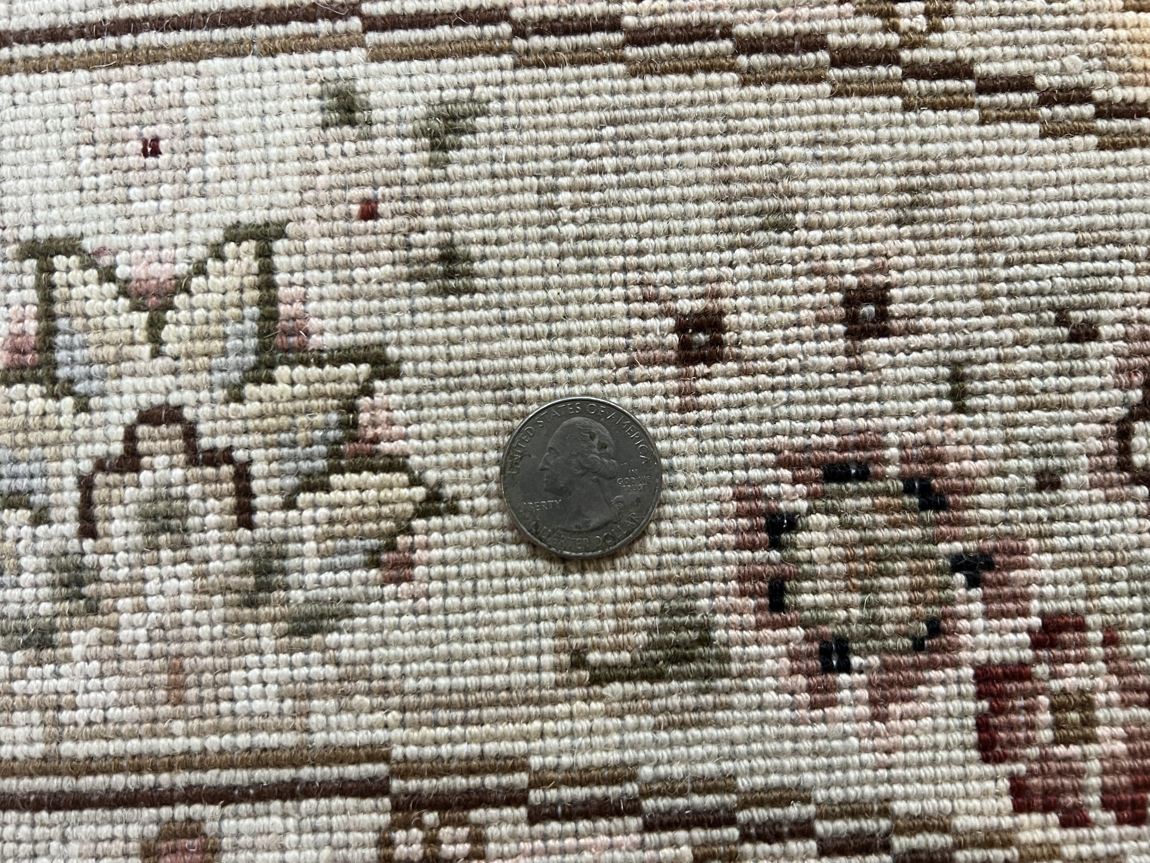 Sino Persian Round Rug 4x4, Wool Hand Knotted Oriental Carpet, Maroon & Ivory Vintage Rug, Floral Rug, Traditional Rug 4 x 4, Fine Rug - Jewel Rugs