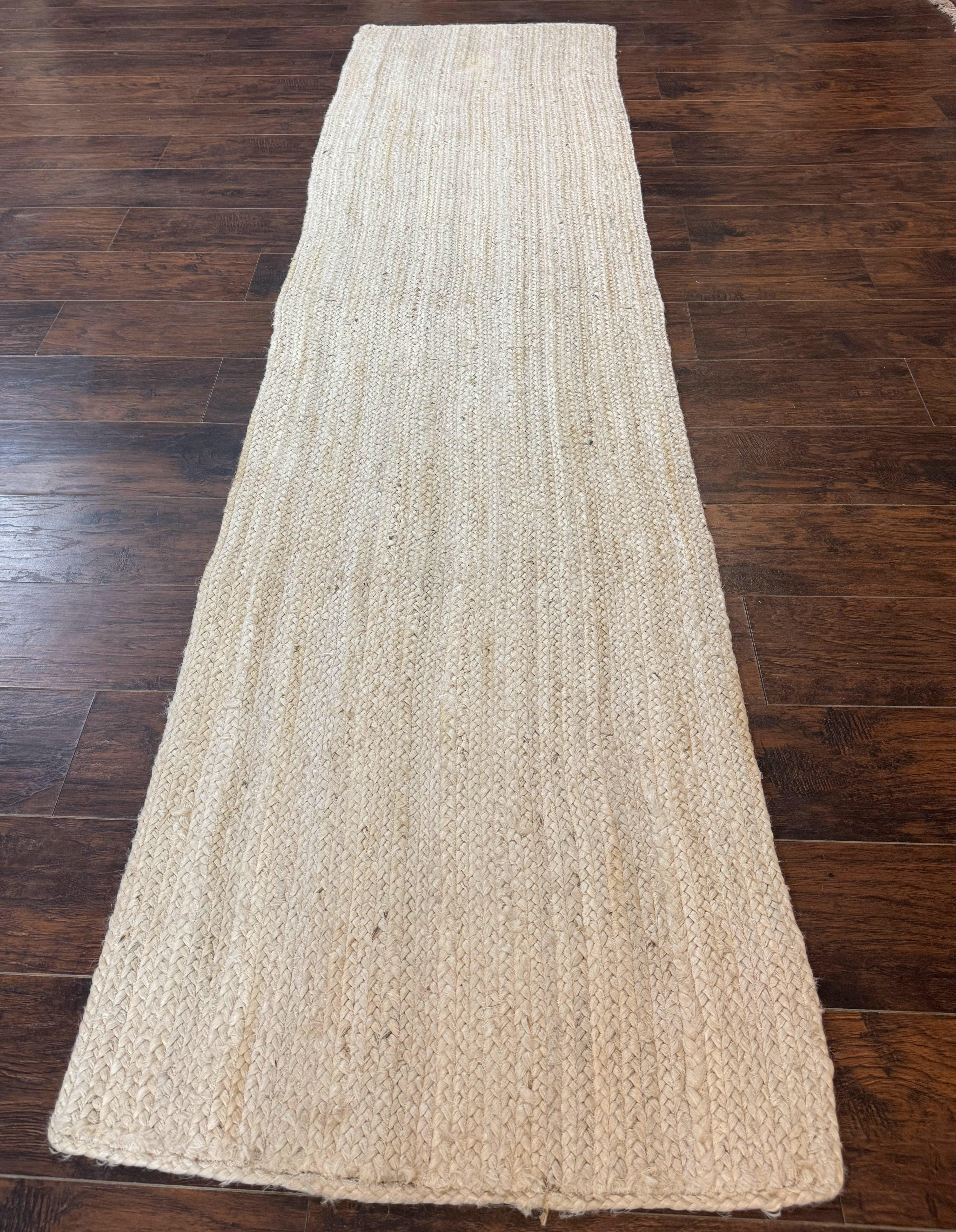 Modern Jute Runner Rug 2.7 x 10, Rug for Hallway or Kitchen, Farmhouse Rug - Jewel Rugs