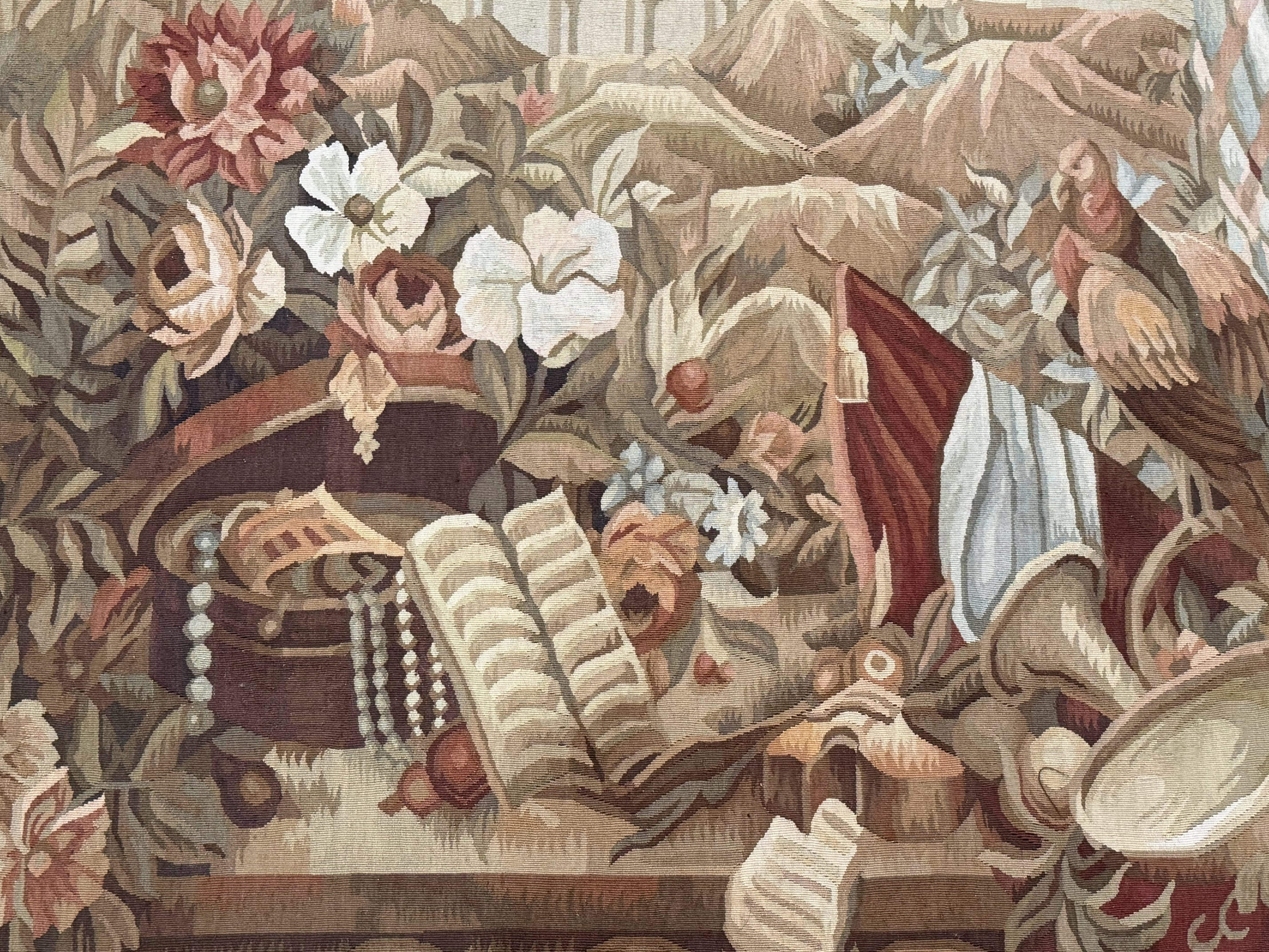 Vintage French Tapestry 5x7, Handmade, Wool, Aubusson Weave - Jewel Rugs