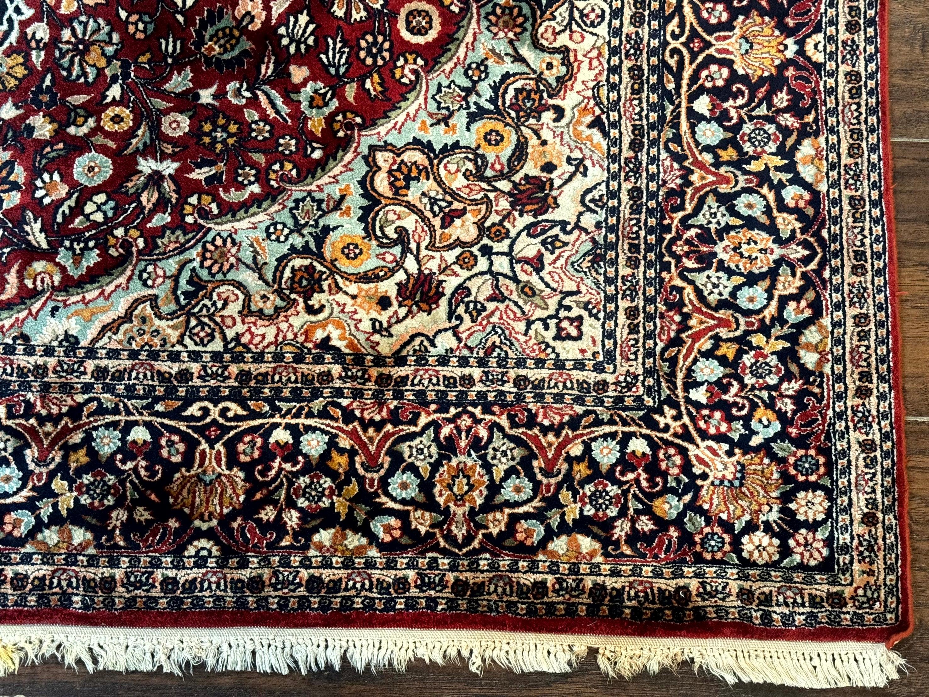 4x6 Silk Rug, Very Fine 650 KPSI, Silk Persian Carpet, Red, Floral Medallion, Sino Persian - Jewel Rugs