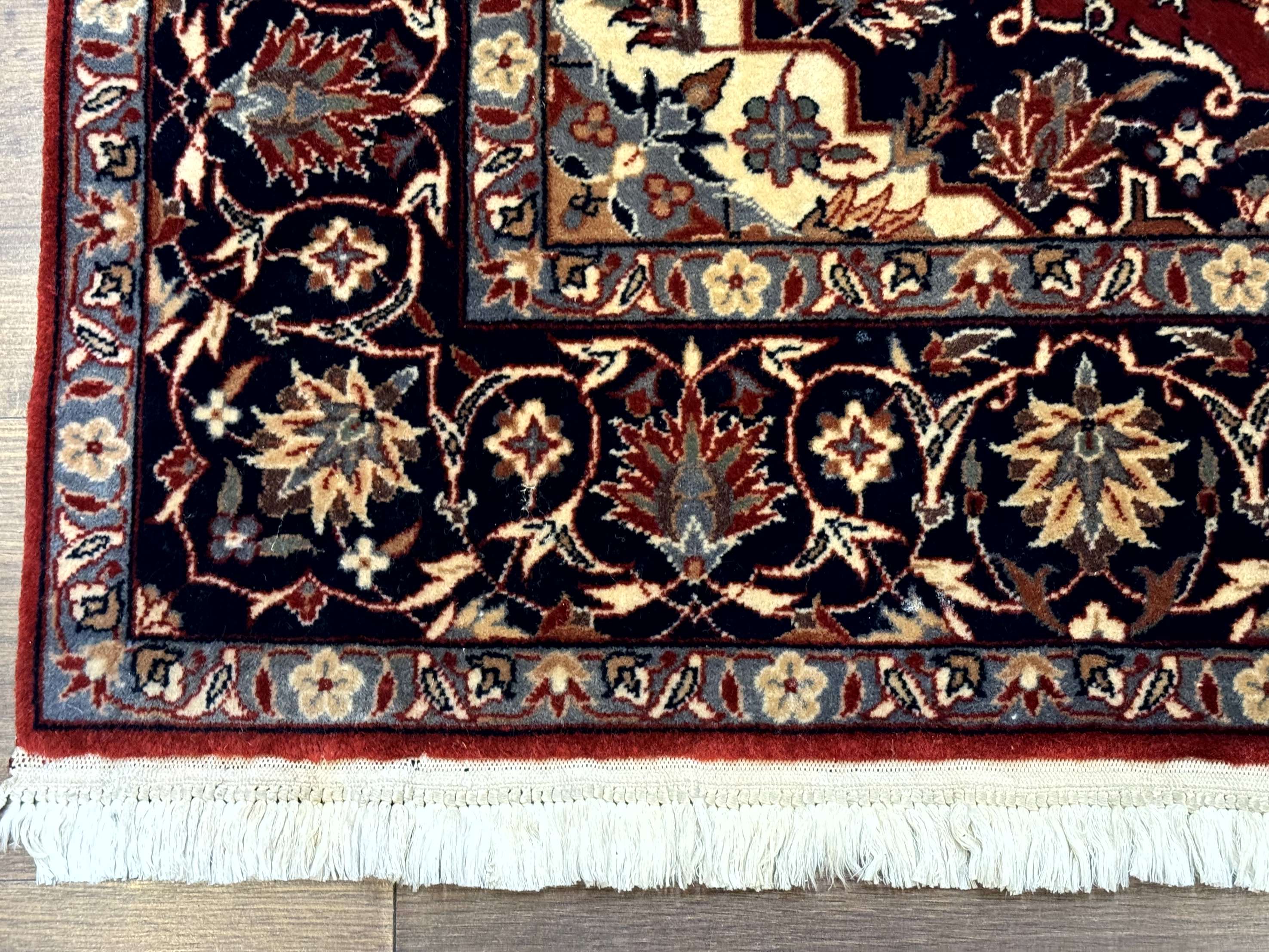 Sino Persian Rug 4x6, Traditional Wool Hand Knotted Carpet, Red Navy Blue, 225 KPSI - Jewel Rugs