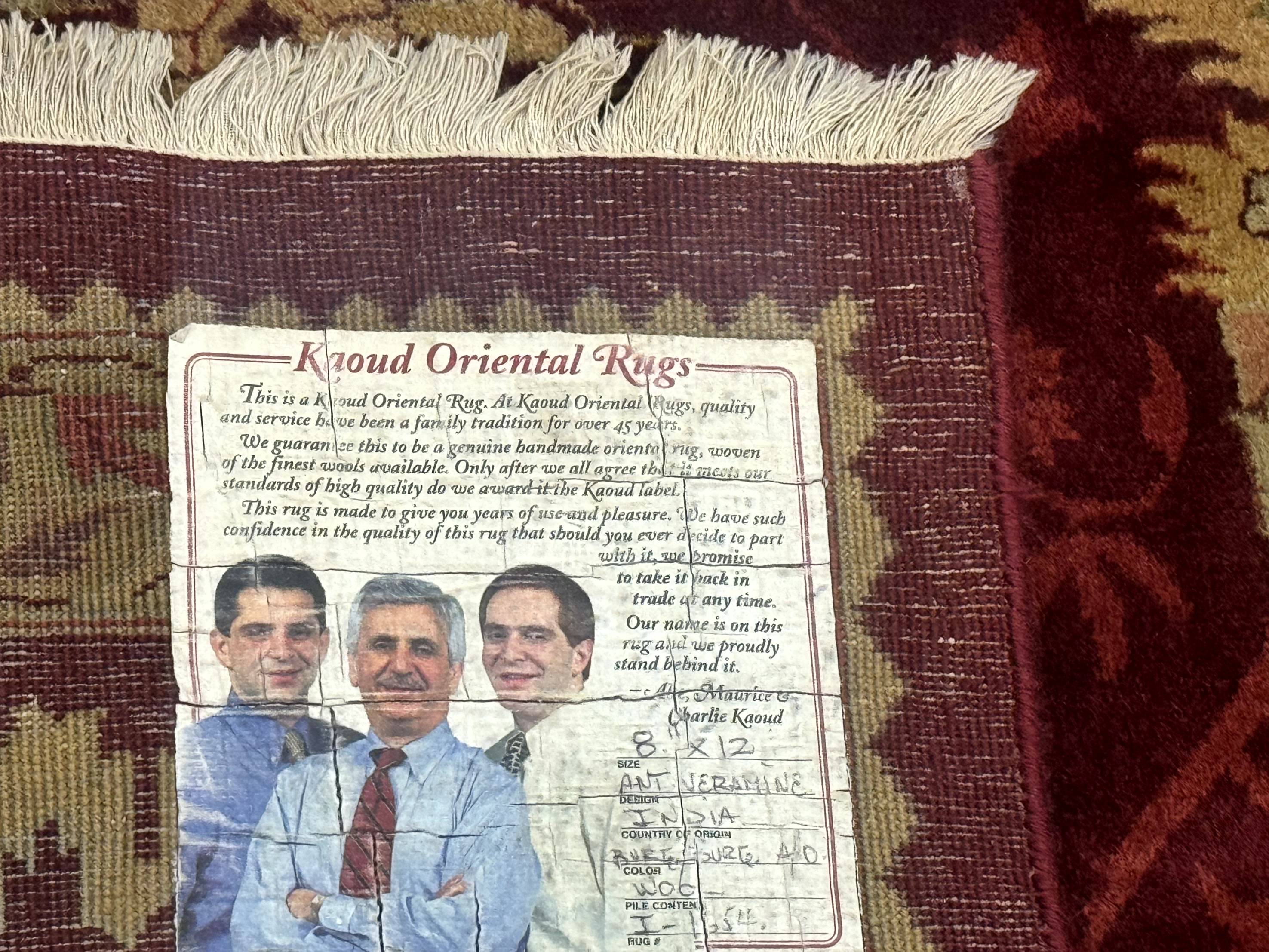 Indo Mahal Rug 9x12, Allover Pattern, Dark Red, Traditional Wool Area Rug - Jewel Rugs