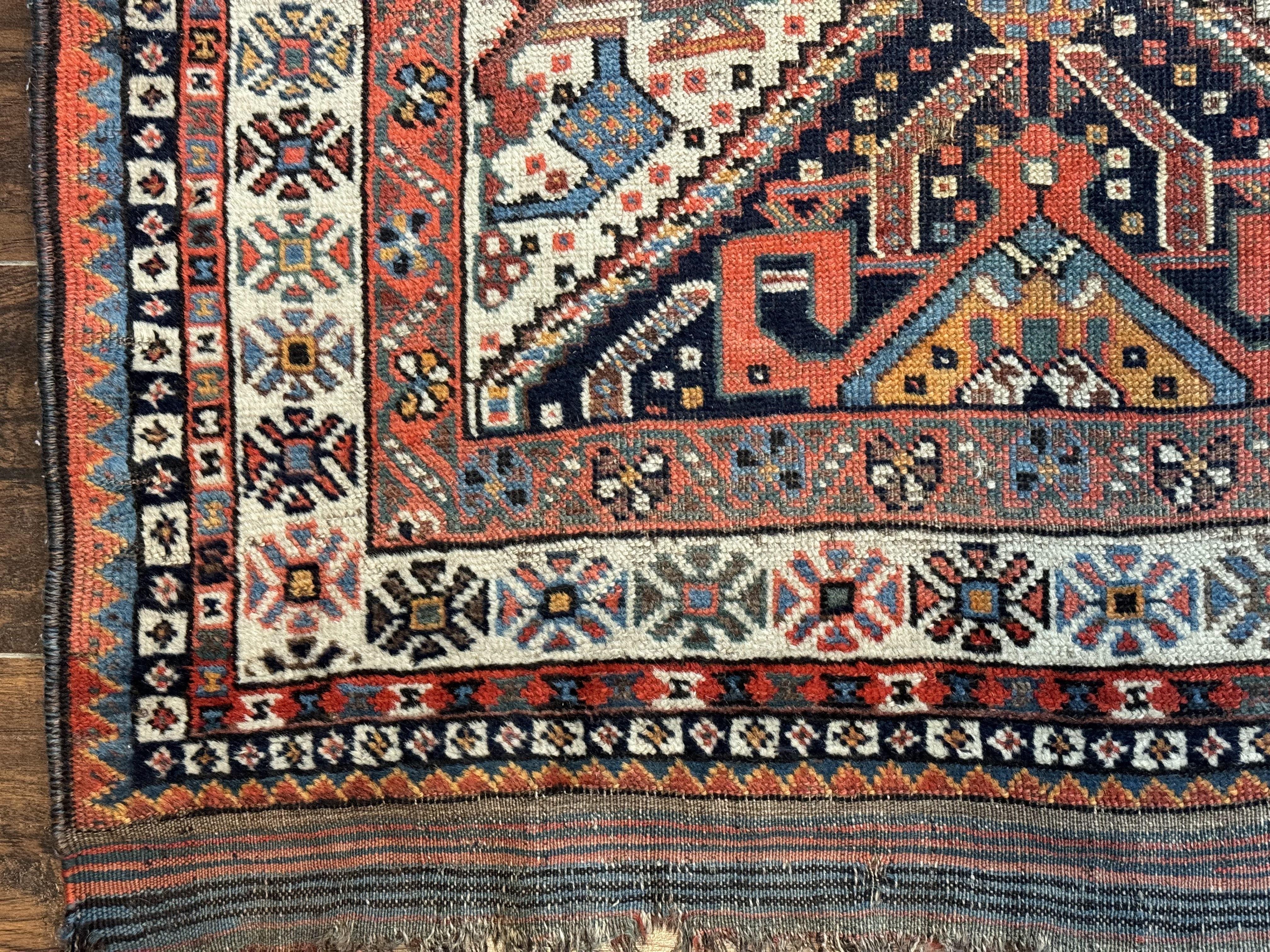 Antique Persian Qashqai Rug 5x8, Persian Tribal Rug, Khamseh Rug - Jewel Rugs