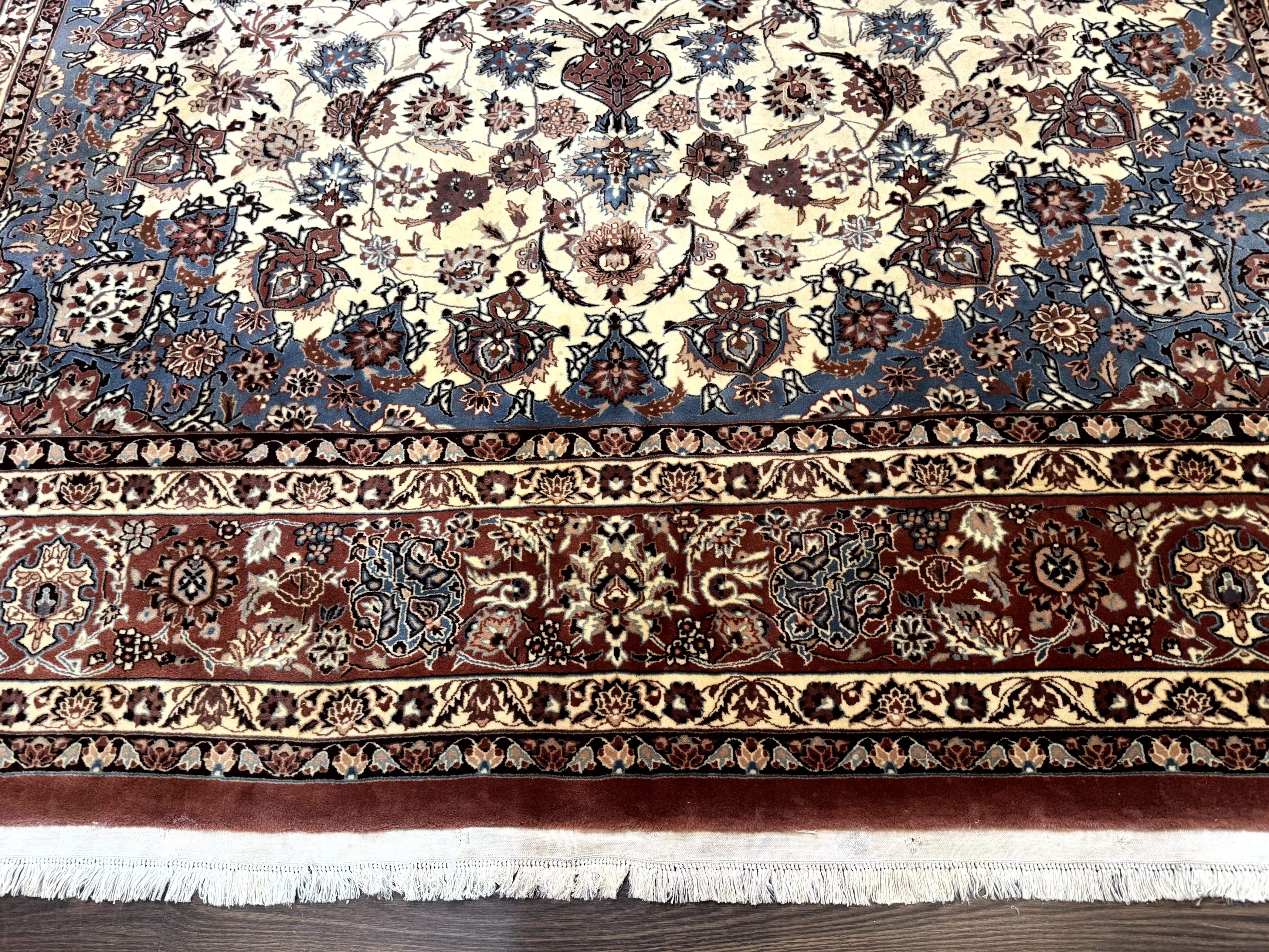Persian Rug 8x10, Sino Persian Floral Medallion Carpet, Traditional Wool Area Rug, Cream and Brick Red, Fine 210 KPSI - Jewel Rugs