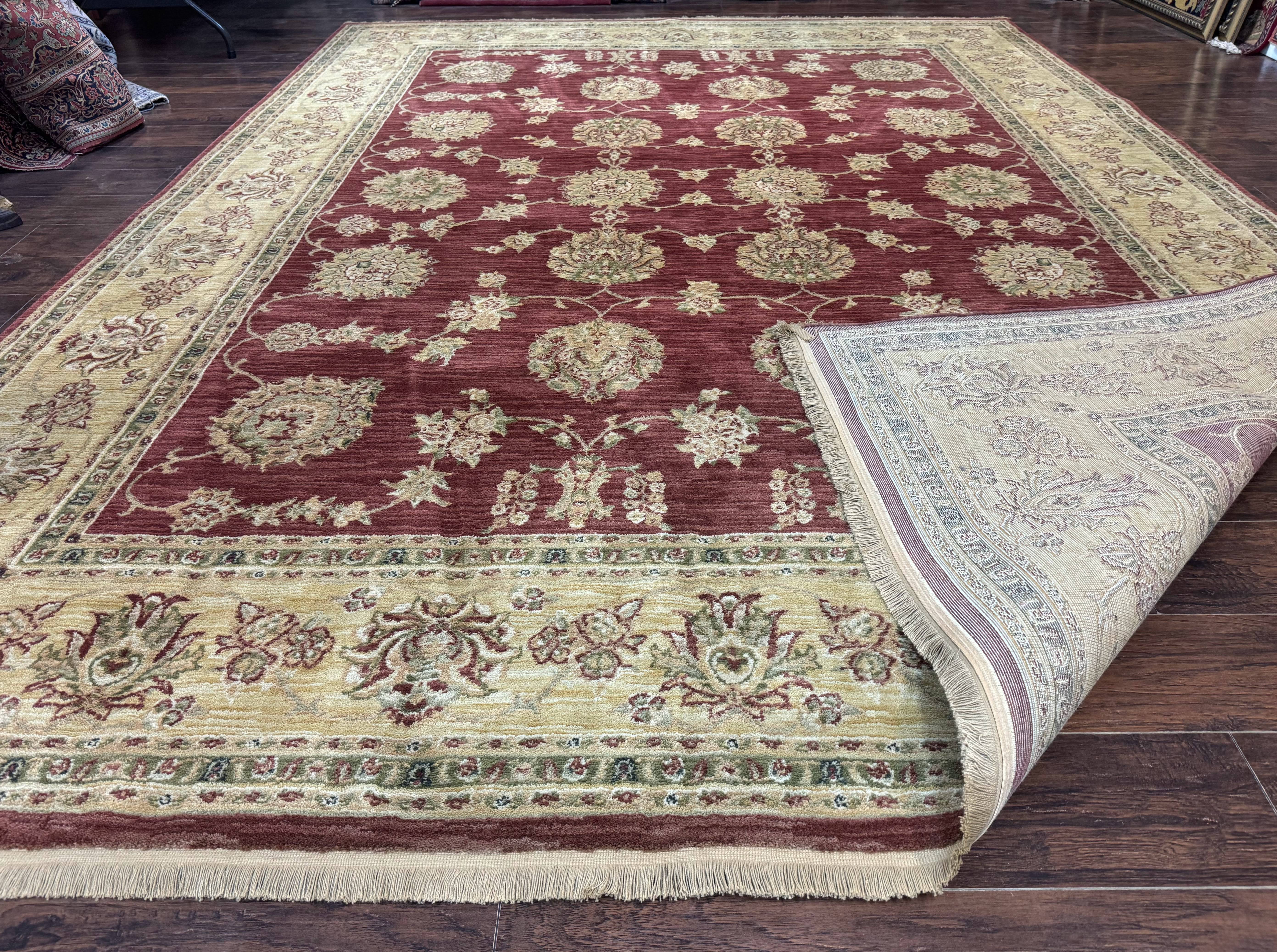 Traditional Wool Oriental Rug 9x13, Large Power Loomed Carpet, Burgundy - Jewel Rugs