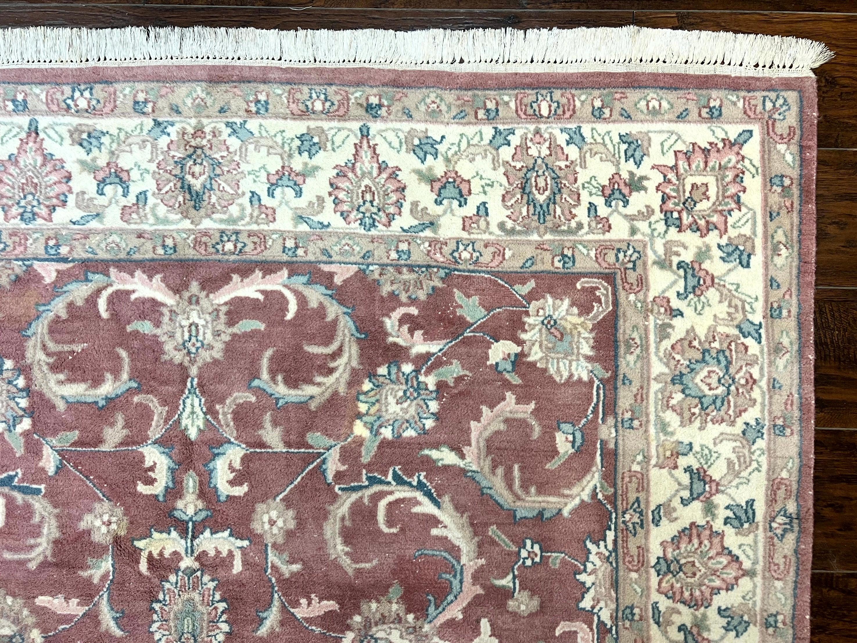 Indo Persian Rug 6x9, Light Pink and Ivory, Floral Allover Pattern, Handmade Vintage Wool Carpet - Jewel Rugs
