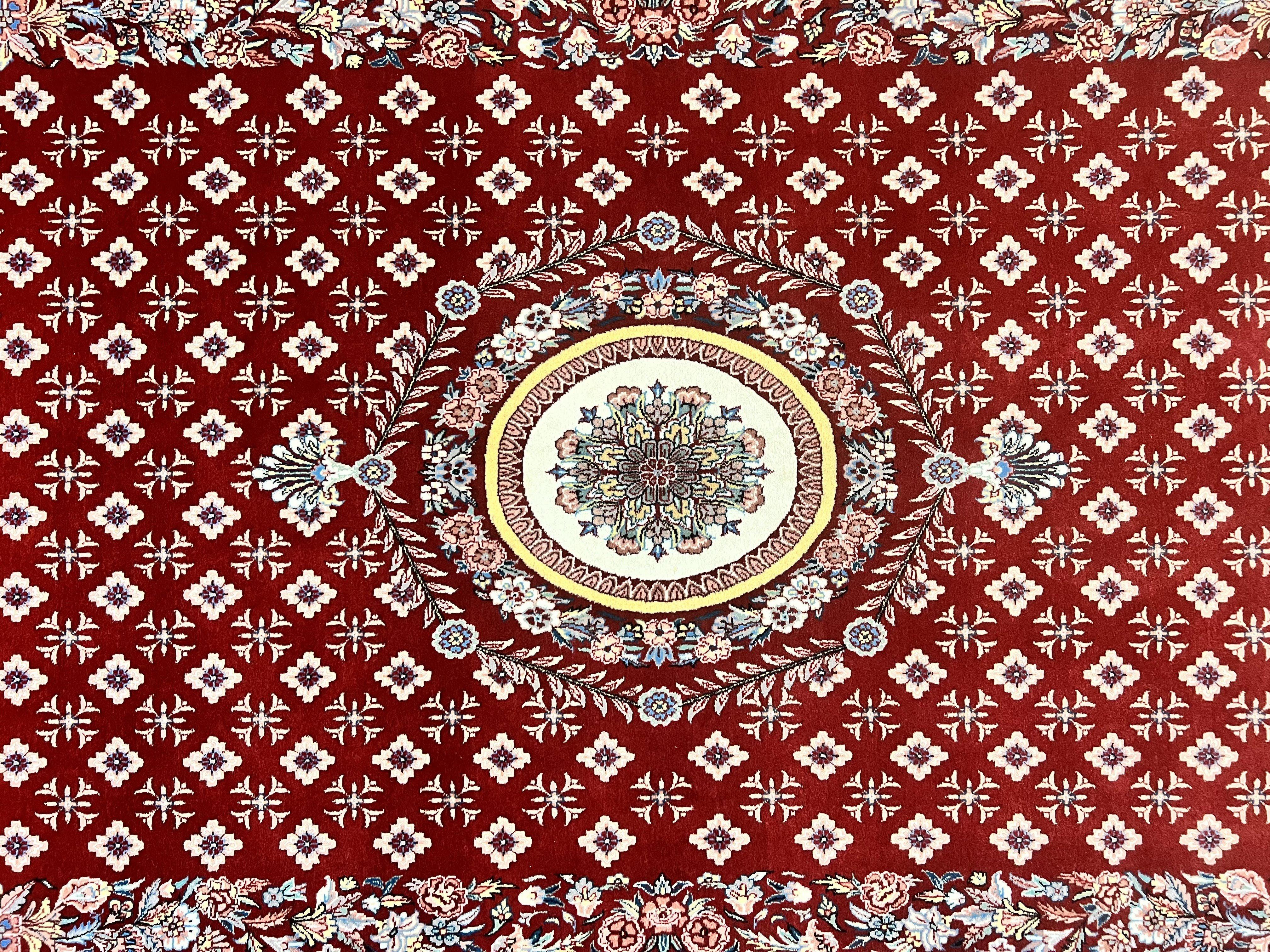 Pakistani Rug 6x9, European Aubusson Design, Wool Handmade Vintage Carpet, Dark Red, 6 x 9 Medium Sized Rug - Jewel Rugs