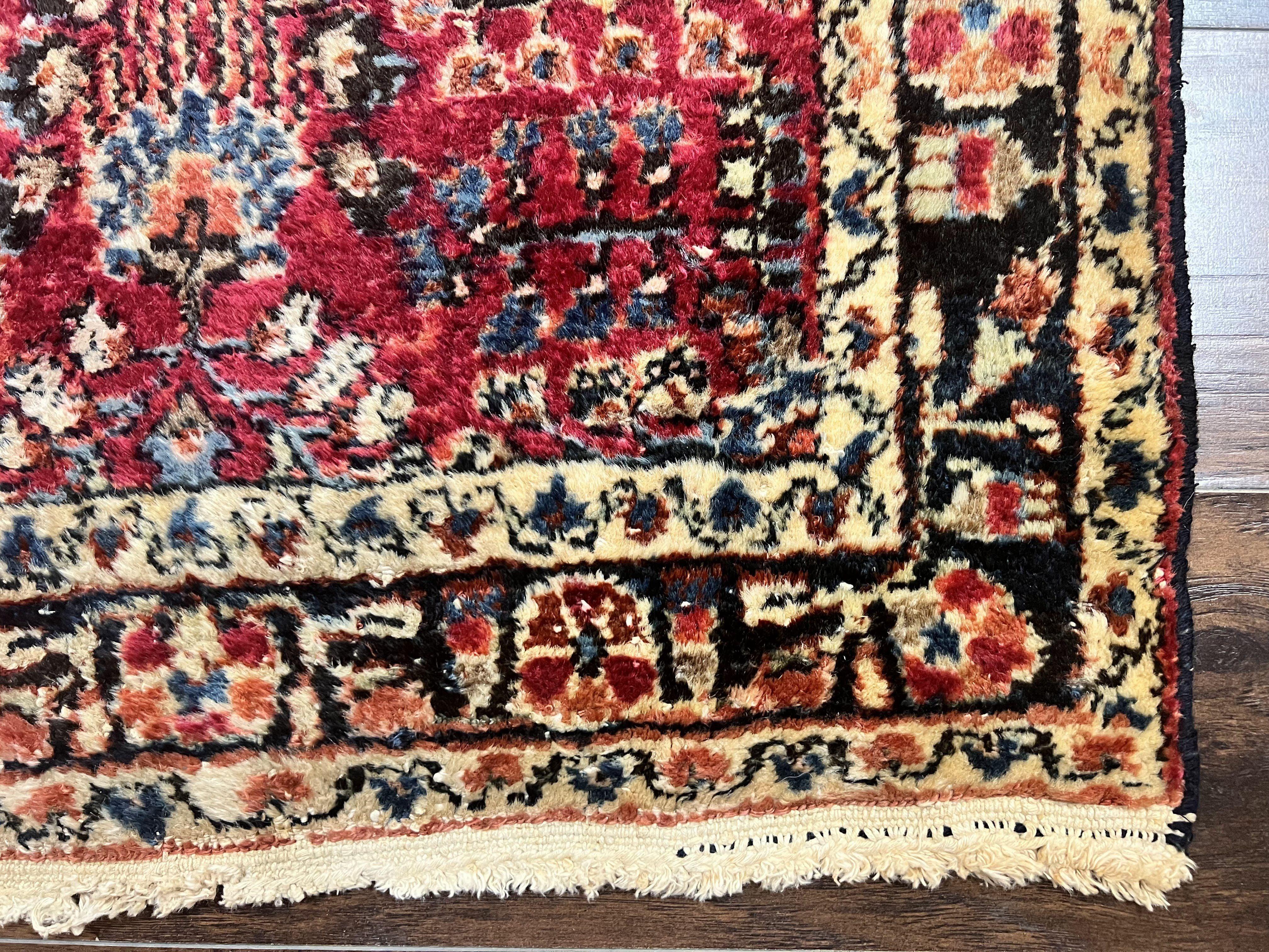 Antique Persian Runner Rug 2.9 x 17, Rare Sarouk Runner, Handmade Wool Rug for Hallway, Red, Floral - Jewel Rugs