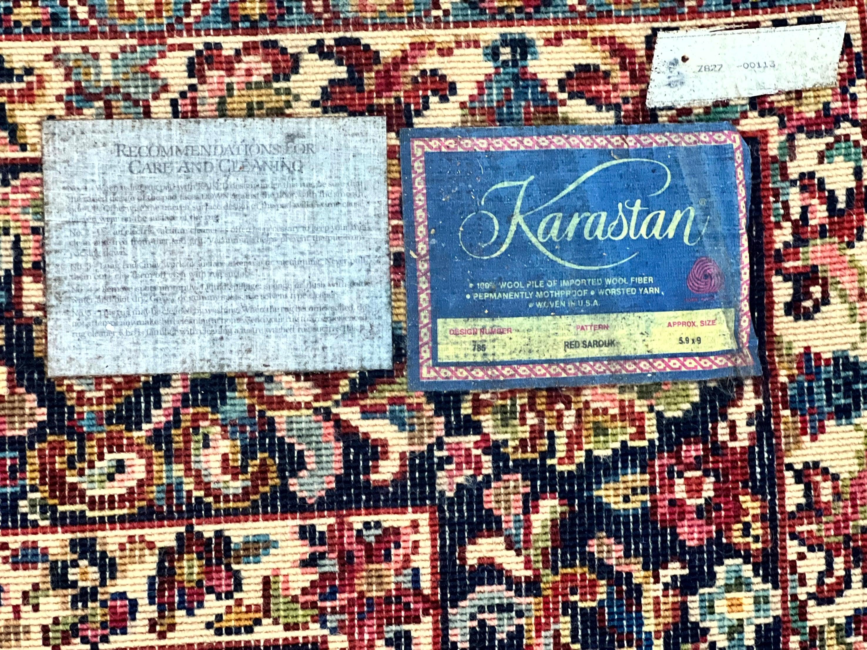 Karastan Rug 5.9 x 9 Red Sarouk Rug #785, Karastan Wool Rug, Karastan Carpet, Original 700 Series Vintage Karastan Oriental Rug Discontinued - Jewel Rugs