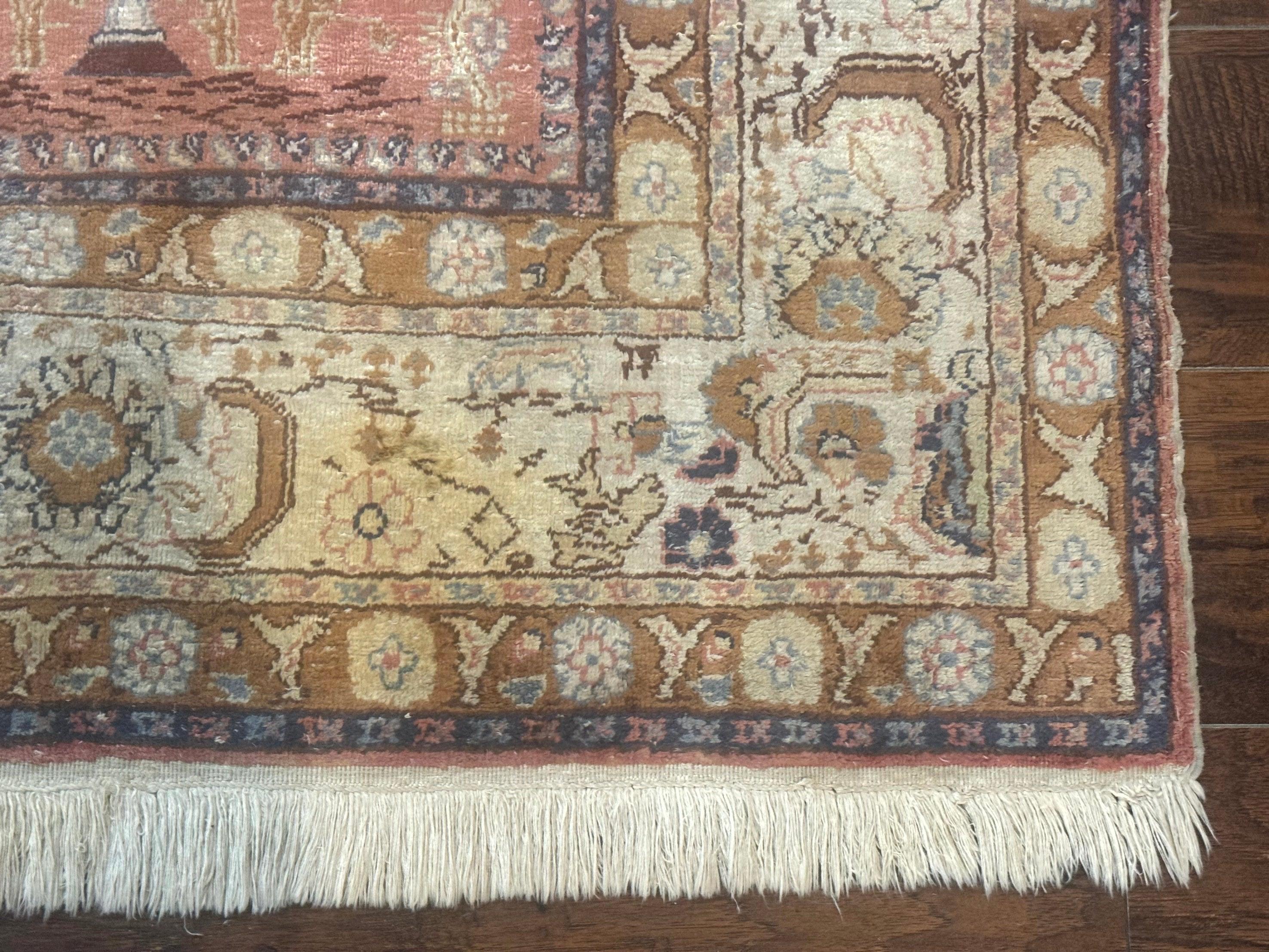 Silk Indian Kayseri Rug 4x6, Haji Jalili Design, Vintage Rug - Jewel Rugs