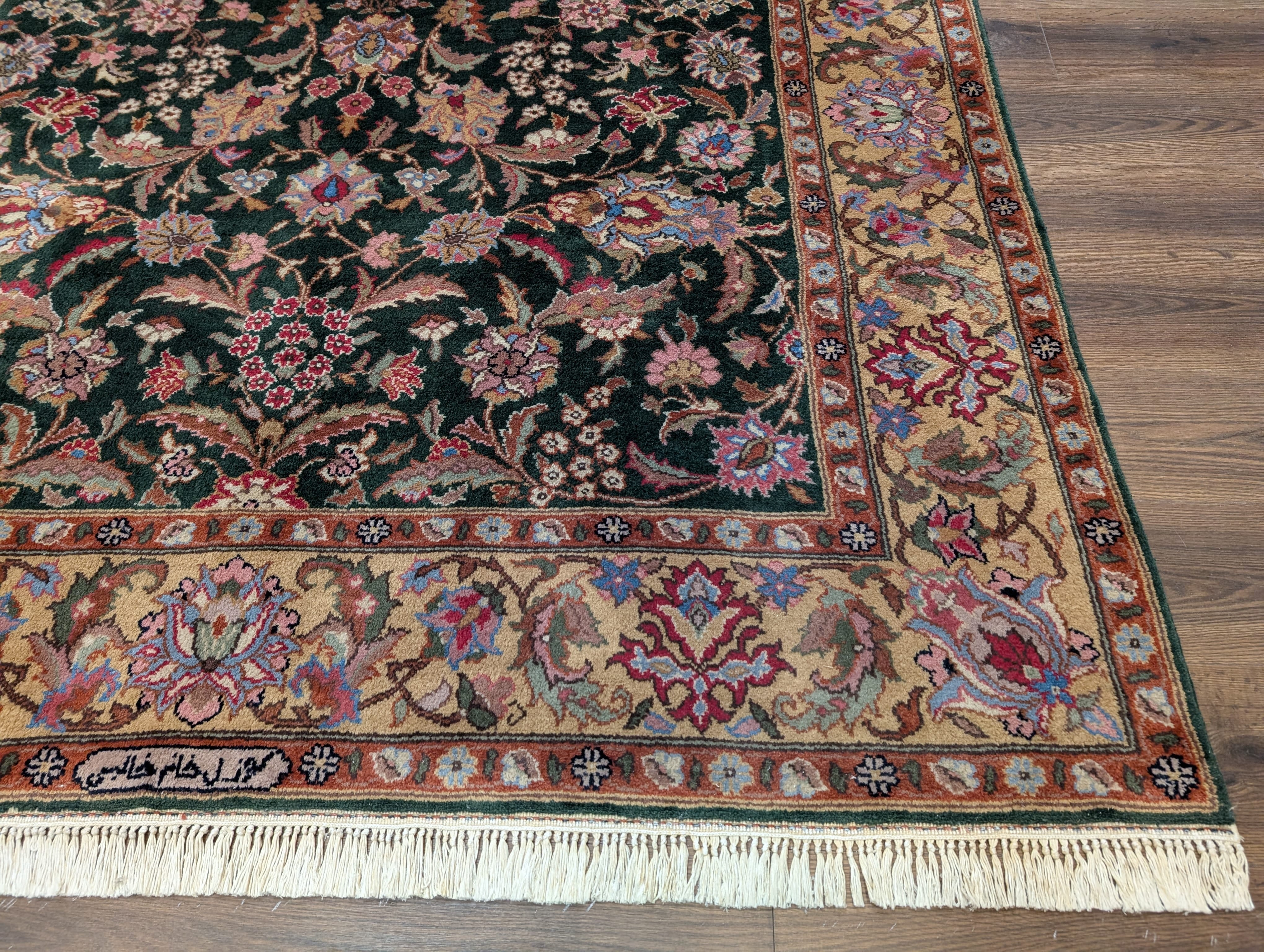 Romanian Rug 7x10, Signed By Master Weaver, Forest Green, Oriental Carpet - Jewel Rugs