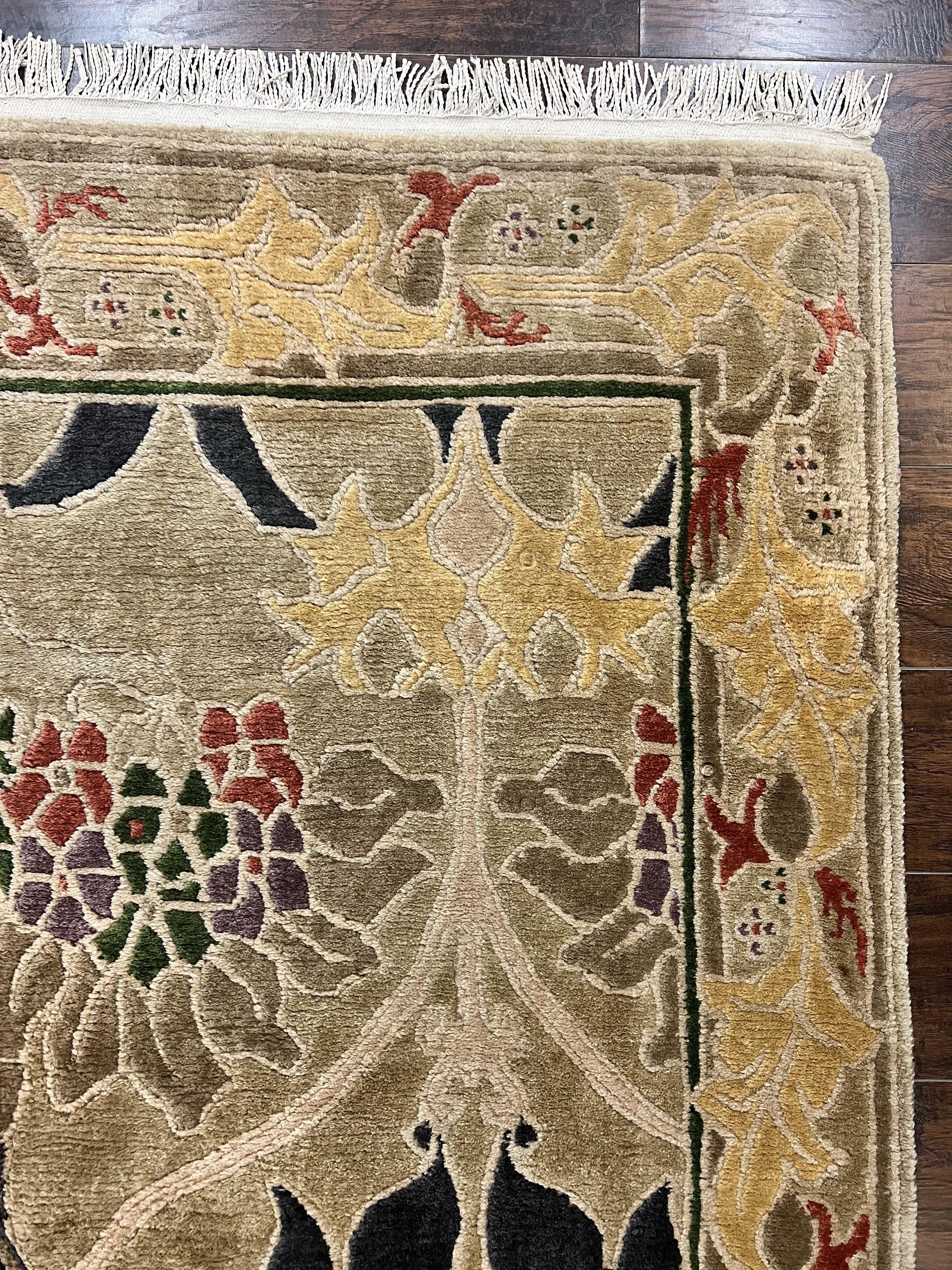 Tibetan Tufenkian Rug 6x9, Wool Hand Knotted Modern Carpet, Abstract Handmade Rug, Soft Pile - Jewel Rugs