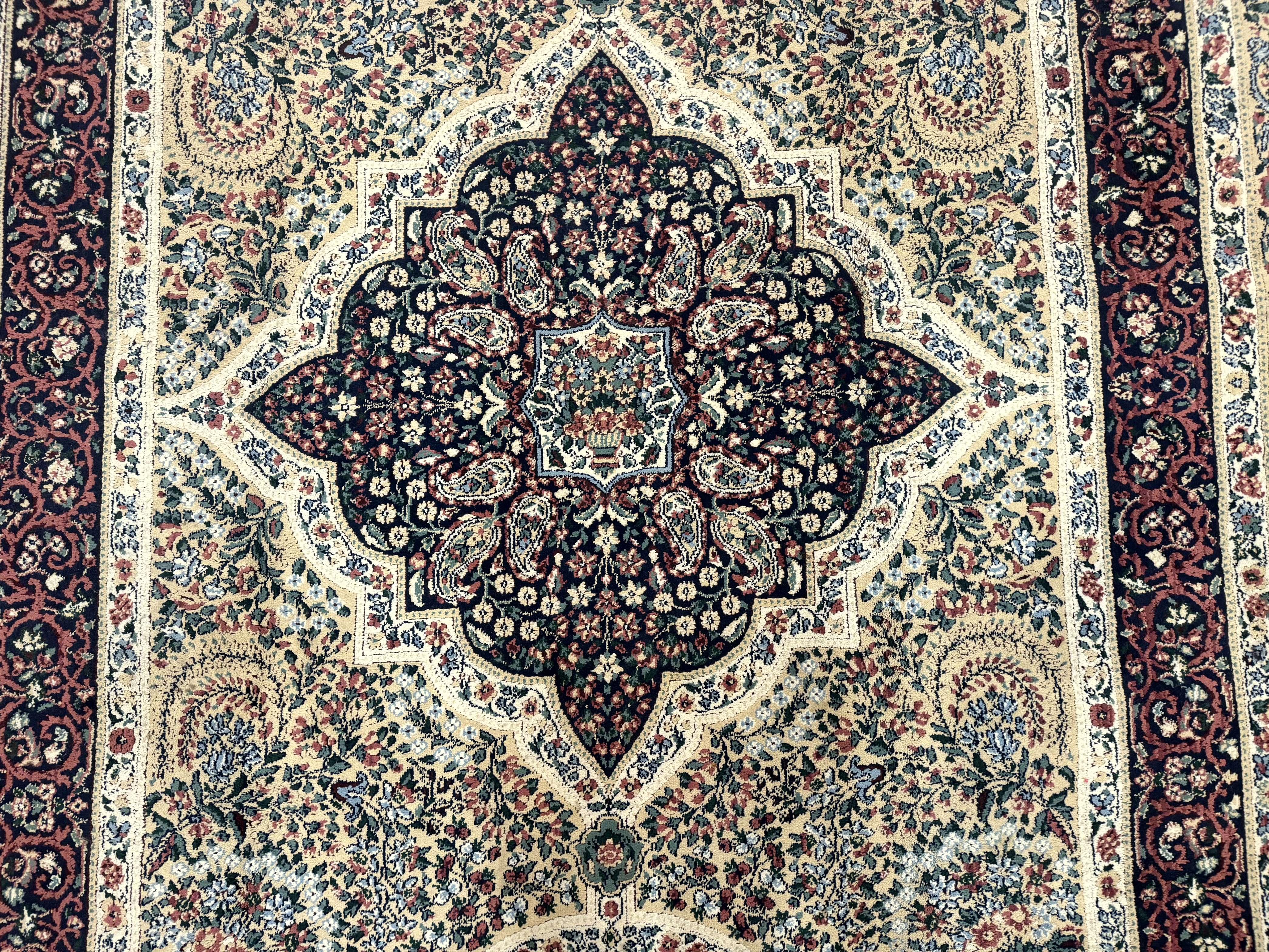 Persian Rug 8x11, Belgium Power Loomed Rug, Kirman Lavar Floral Design, Vintage Rug - Jewel Rugs
