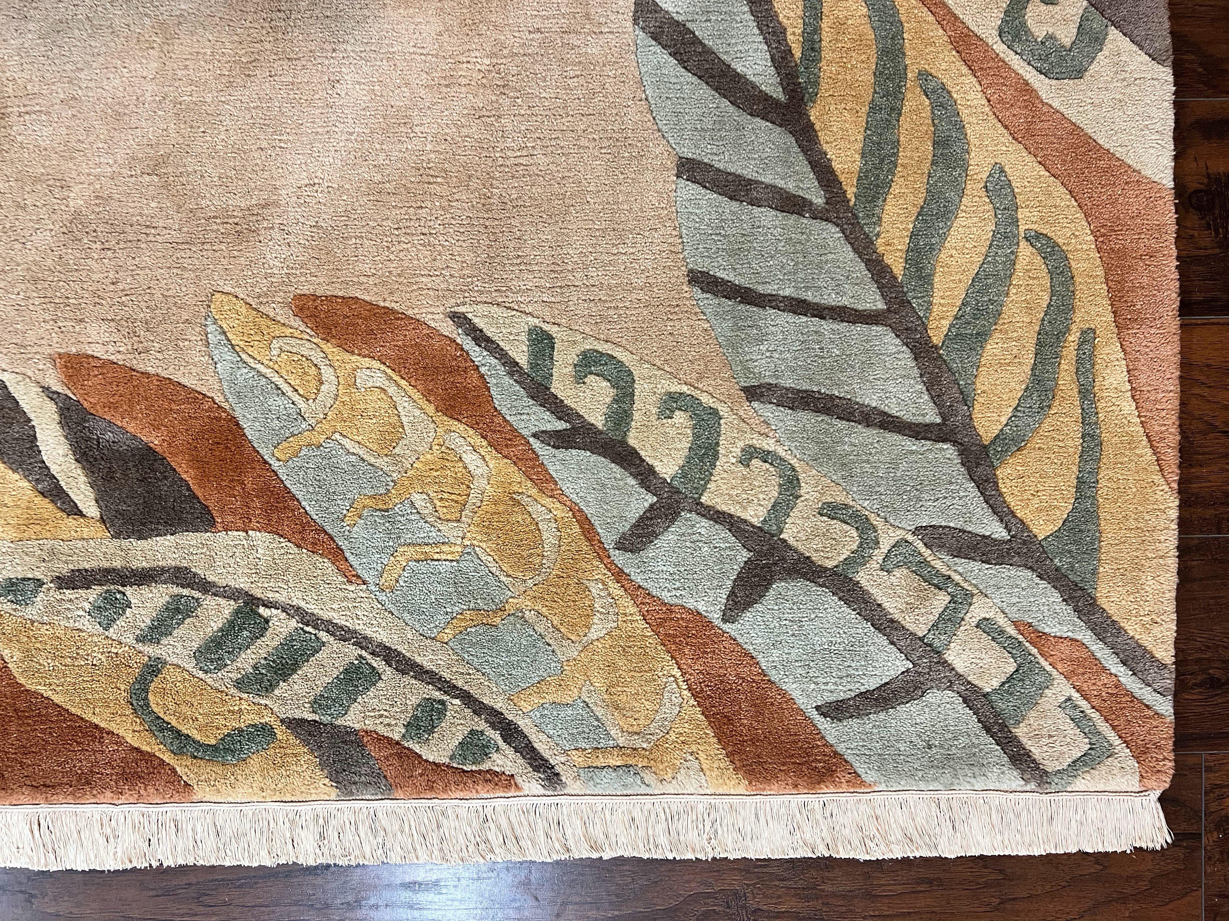 Modern Tibetan Rug 7x10, Soft Wool, Tufenkian Style Carpet, Tibet Nepali Rug, Open Field, Handmade Wool Rug - Jewel Rugs