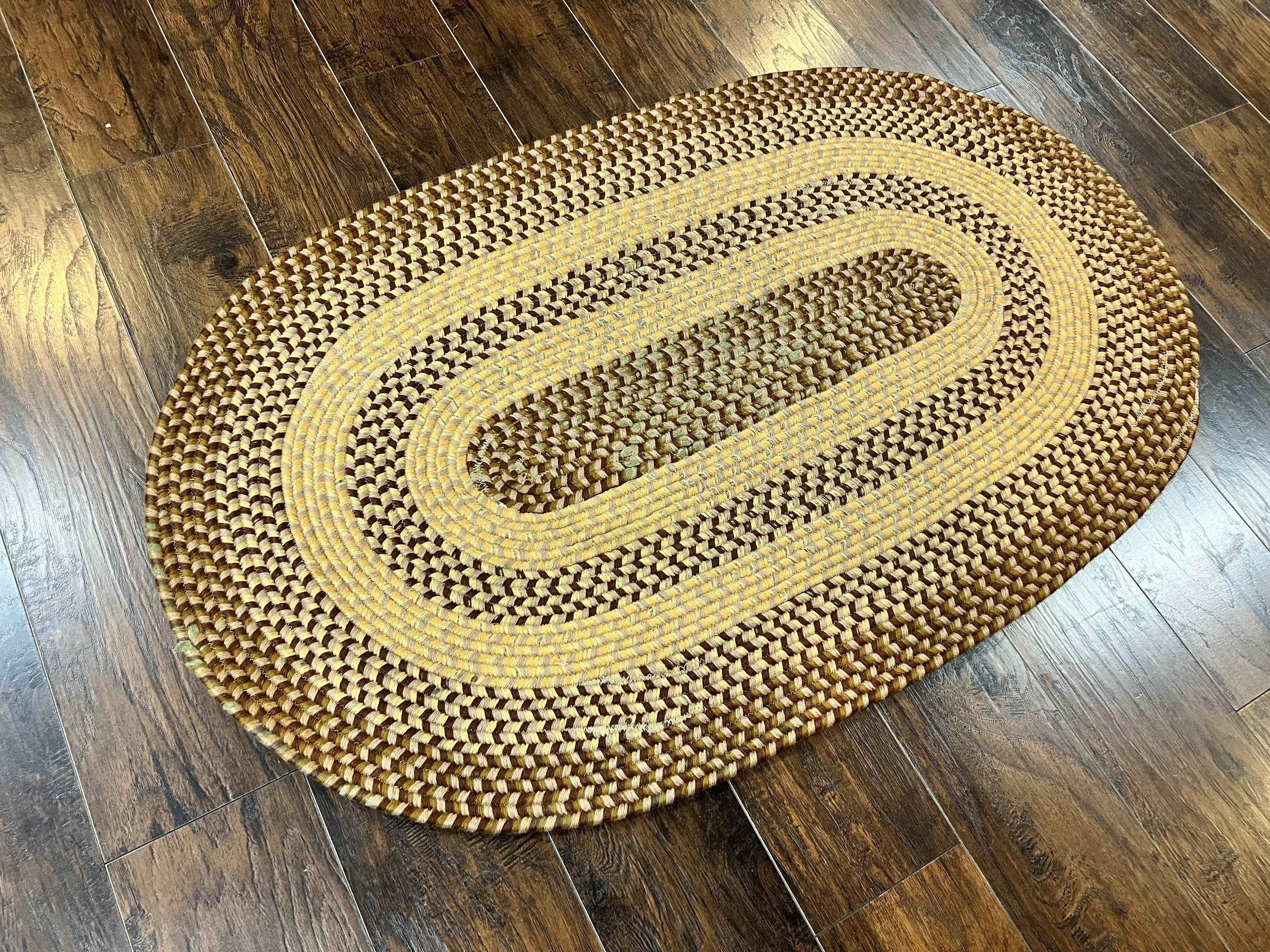 Oval Braided Rug 3x5, Multicolor Oval Rug, Wool Braided Rug, Hand Woven, Vintage Wool Handmade Braided Rug, Small American Braided Rug - Jewel Rugs